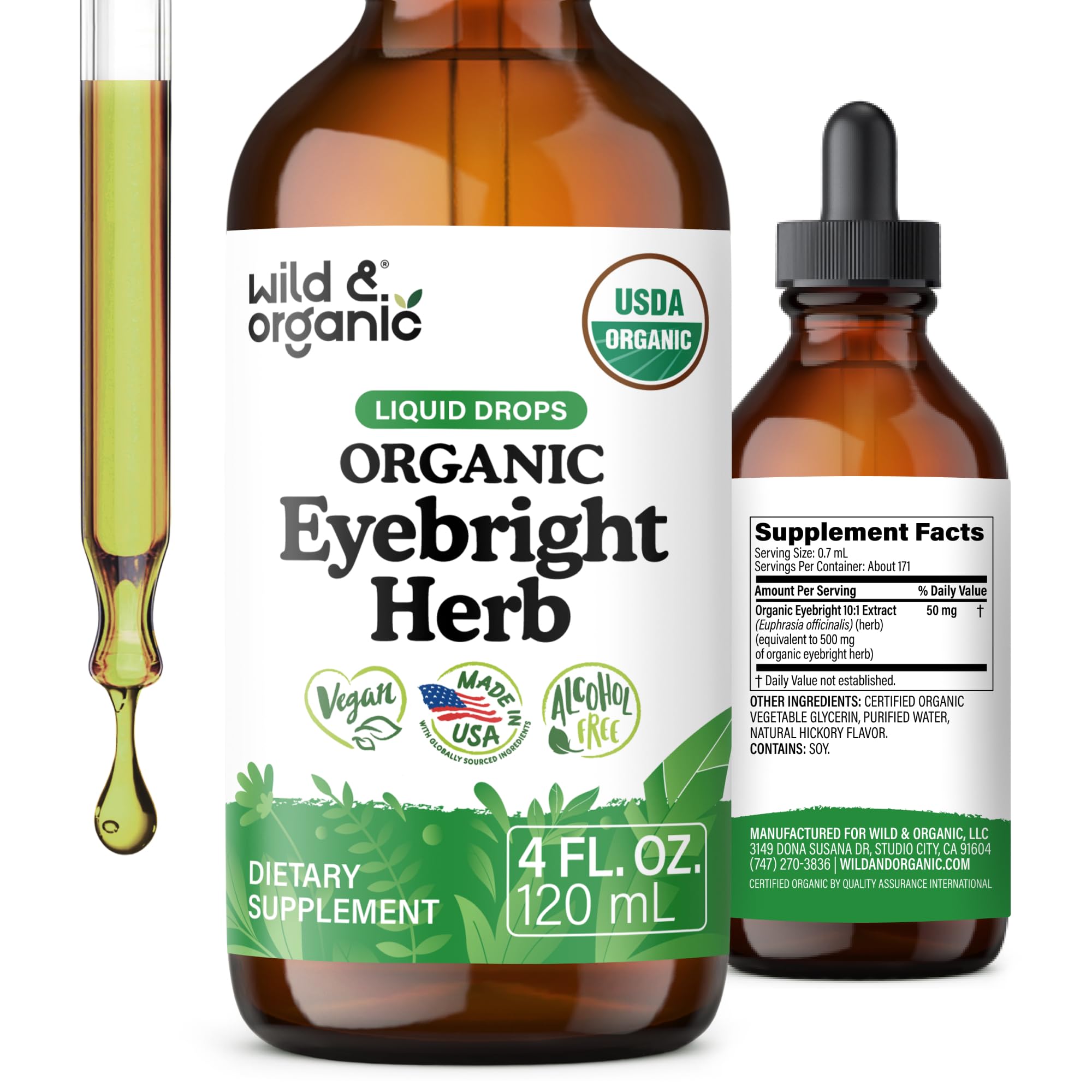 USDA Organic Eyebright Herb Tincture - Vision Support Supplement - 4 oz