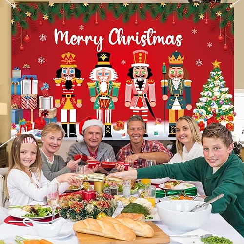 Miniatura 6 de Decoración de cascanueces de Navidad, telón de fondo de pancarta de cascanueces de Navidad, decoración de fiesta de Navidad de cascanueces, pancarta