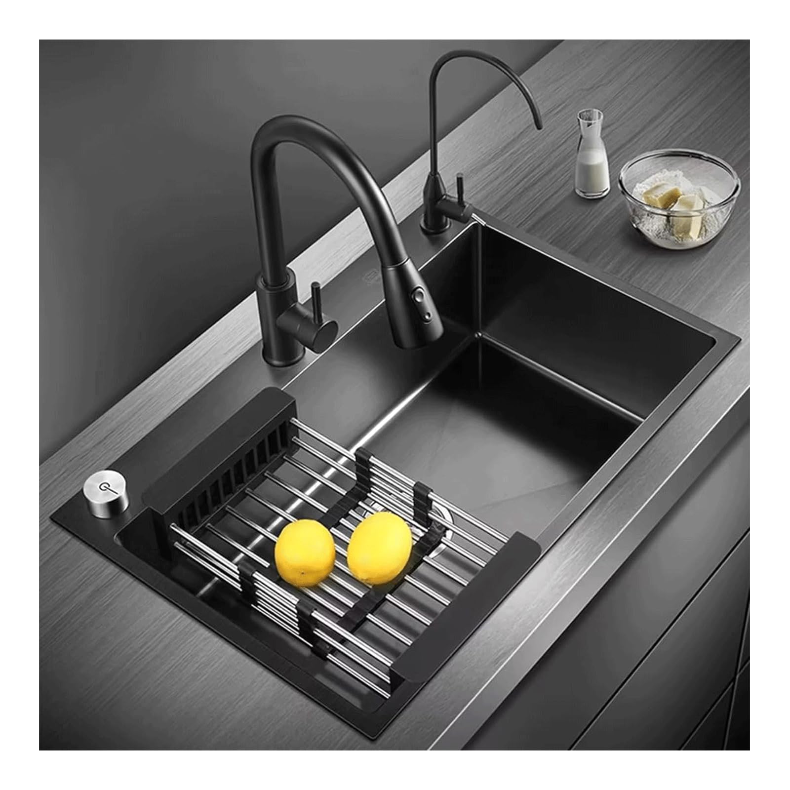 CZYWKDDPP Kitchenware Stainless Steel, Intelligent Console Control Nano Single Home Sink Vegetable Basin, Bar with Accessories Workstation
