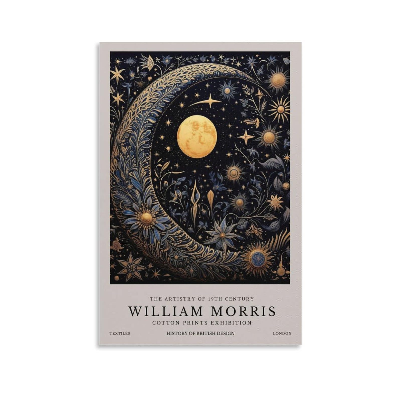 William Morris Moon Stars Tree Flower Aesthetic Poster For Room Aesthetic Canvas Wall Art Bedroom Decor 08x12inch(20x30cm)