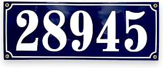 Sosenco® 6" x 15.7" Personalized Address House Number Sign for Outside Wall Display, Weather Resistant and Waterproof Door, Home, or Mailbox Numbers, Metal and Enamel, Custom (Navy Blue)