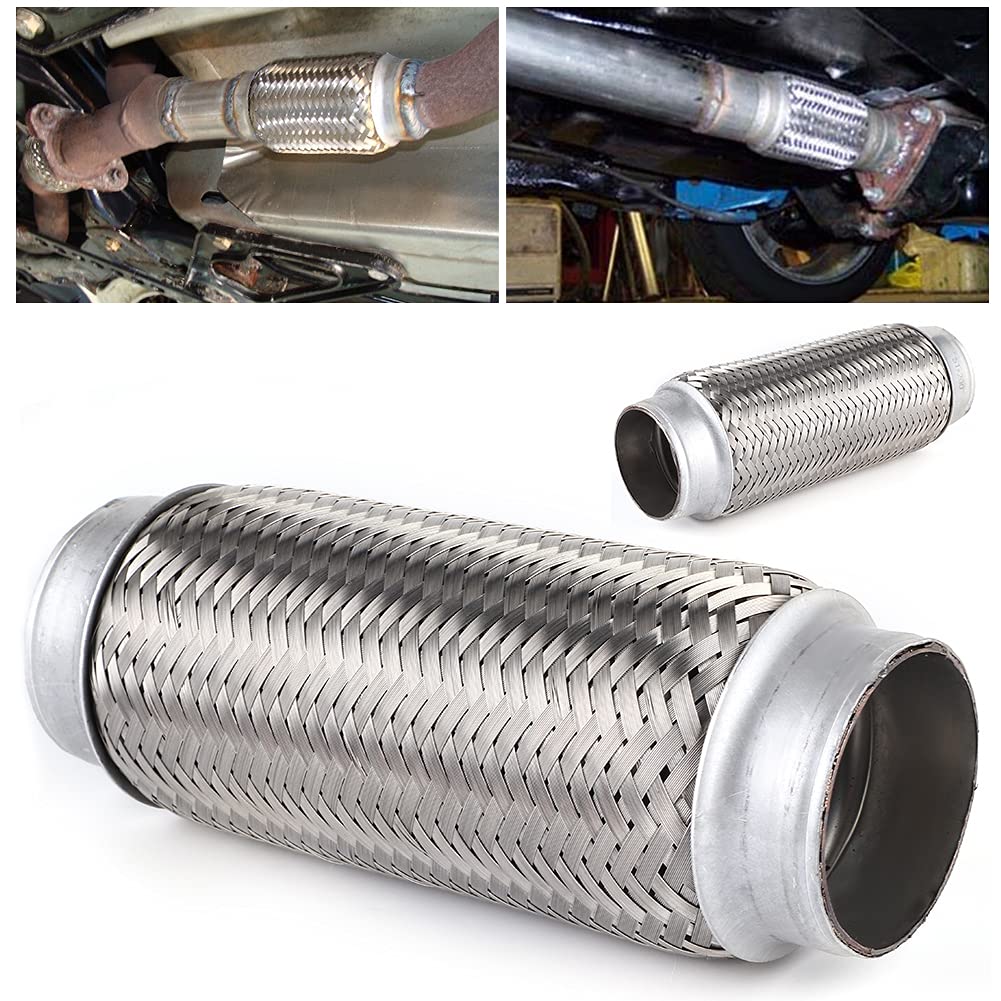 Auspuffrohr, Edelstahl Auspuff Flexibles Rohr Flexi Joint Repair Tube Autozubehör für Universal-Vorderauspuff Flexrohr Auspuff Flexi-Rohr Universal Edelstahl Auspuff Flexrohr(51MM*200MM)