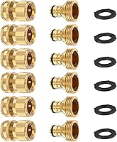 FINEST+ Solid Brass Garden Hose Quick Connectors - 3/4" No-Leak Male & Female Fittings, 6 Sets for Easy Hose Connect