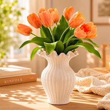 10 Stems 14 Inch Tulips Artificial Flowers Realistic Faux Flowers
