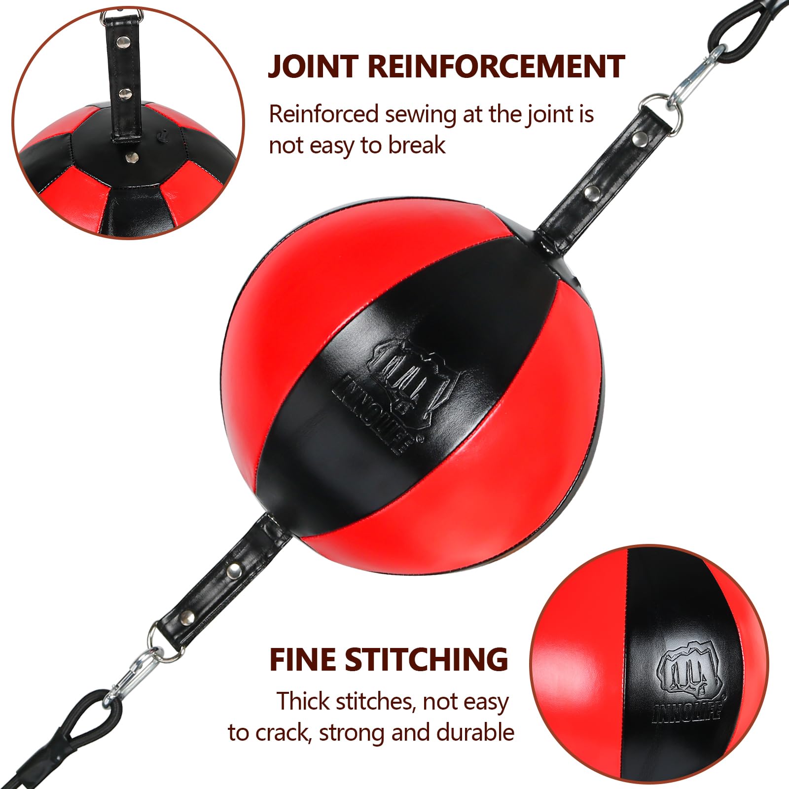 InnoLife Doppelend-Punchingball-Schlagsack-Set, Speed-Striking Reflex Kit mit Bungee-Seilen, perfekt für Reaktion, Beweglichkeit und Hand-Augen-Koordinationstraining