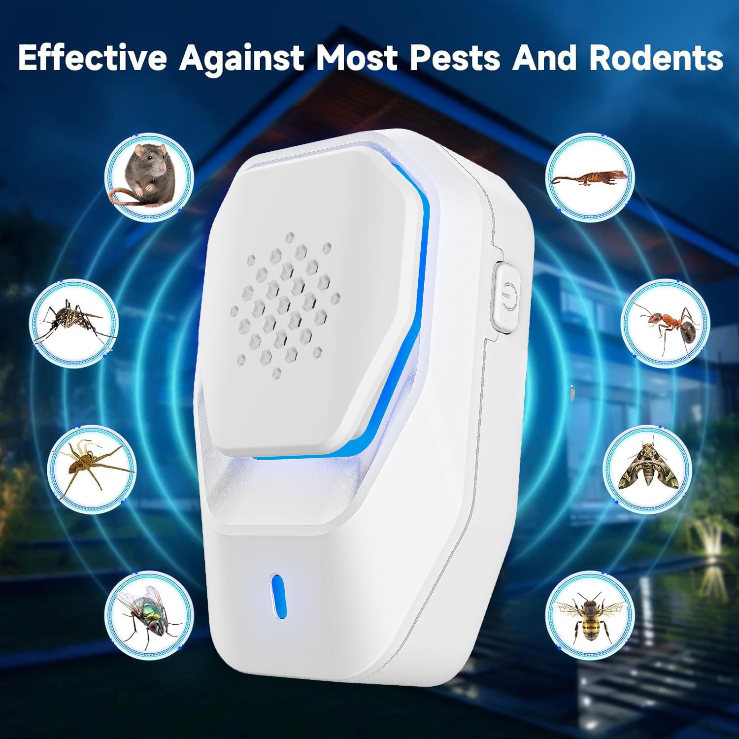Repellente per Animali Infestanti ad Ultrasuoni,Repellente per ZanzareAnti Topi,Professionale Elettrico Ultrasuoni per Anti Zanzare,Formiche,Ragni Sicuro per Umani e Animali Domestici (Pack 4)