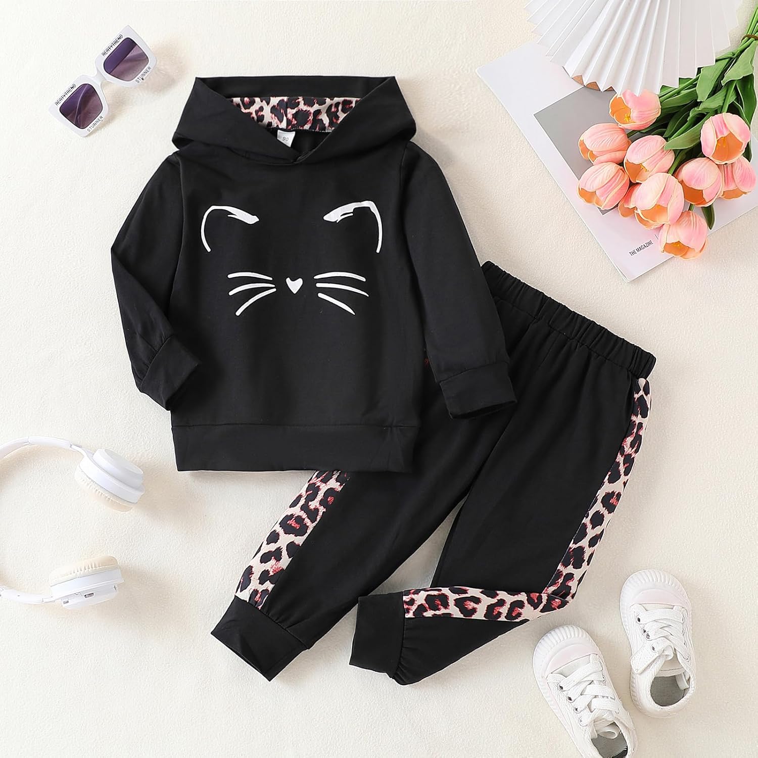 Toddler Baby Girls Clothes Long-sleeve Tie Dye Hoodie Sweatshirt Pants Hooded Outfit Set - Image 4
