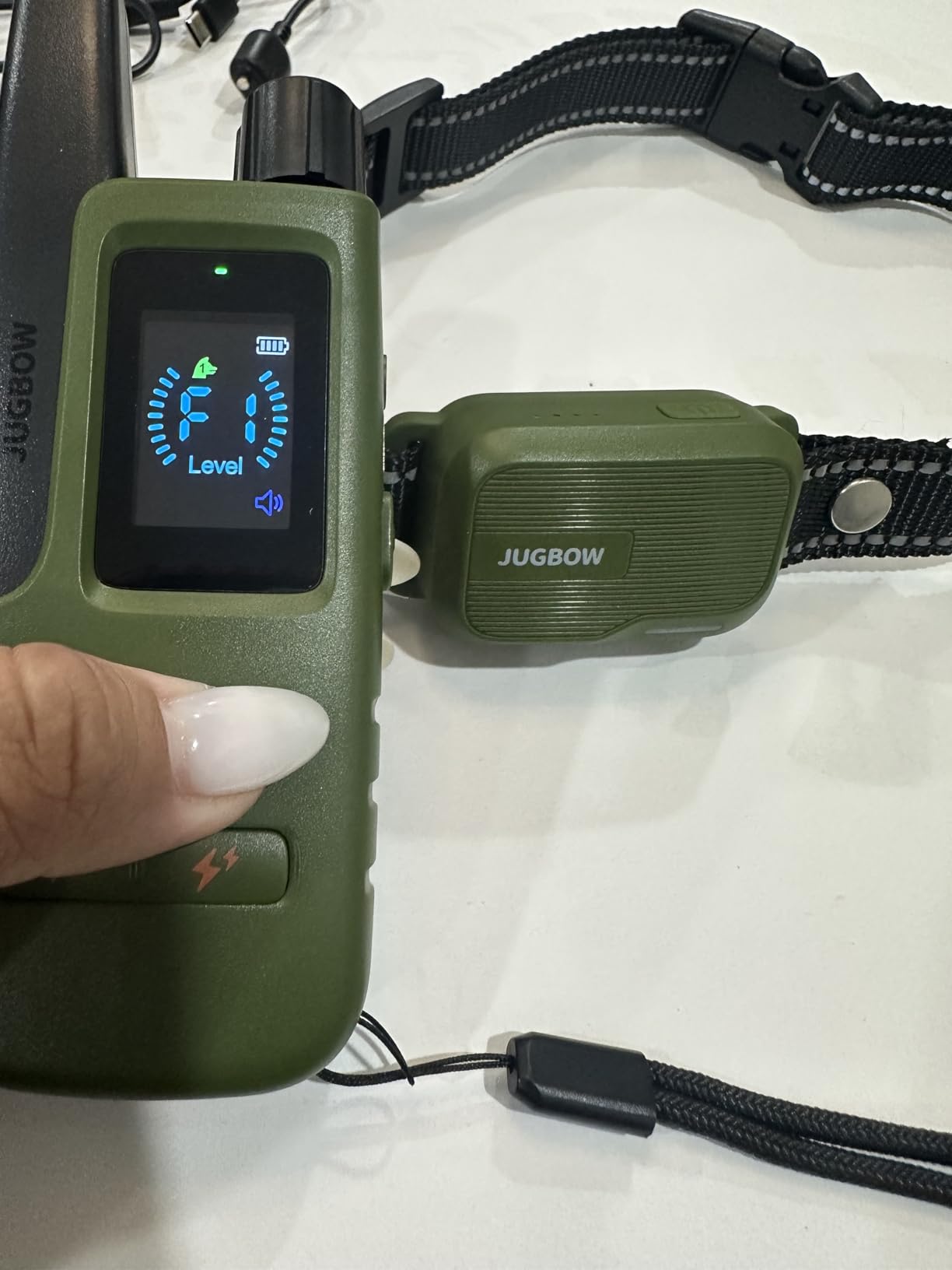 Jugbow collar showing waterproof receiver design