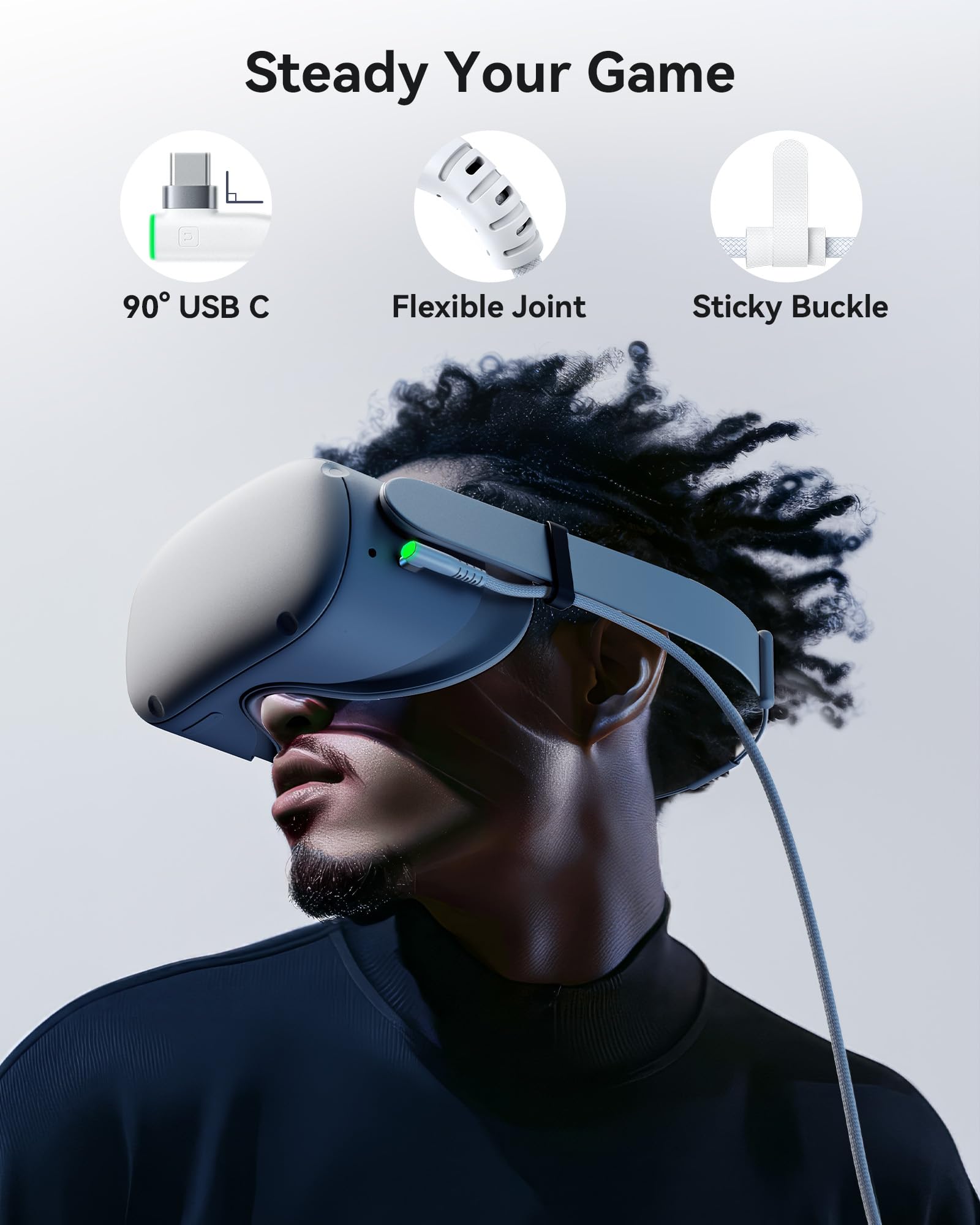 INIU 16ft Premium VR Link Cable with Charging, USB 3.0 Compatible with Meta Quest 3s, Oculus Quest 3/2/Pro, Pico 4, PC VR & Steam VR - Perfect  VR Accessory, Ideal Gift Choice