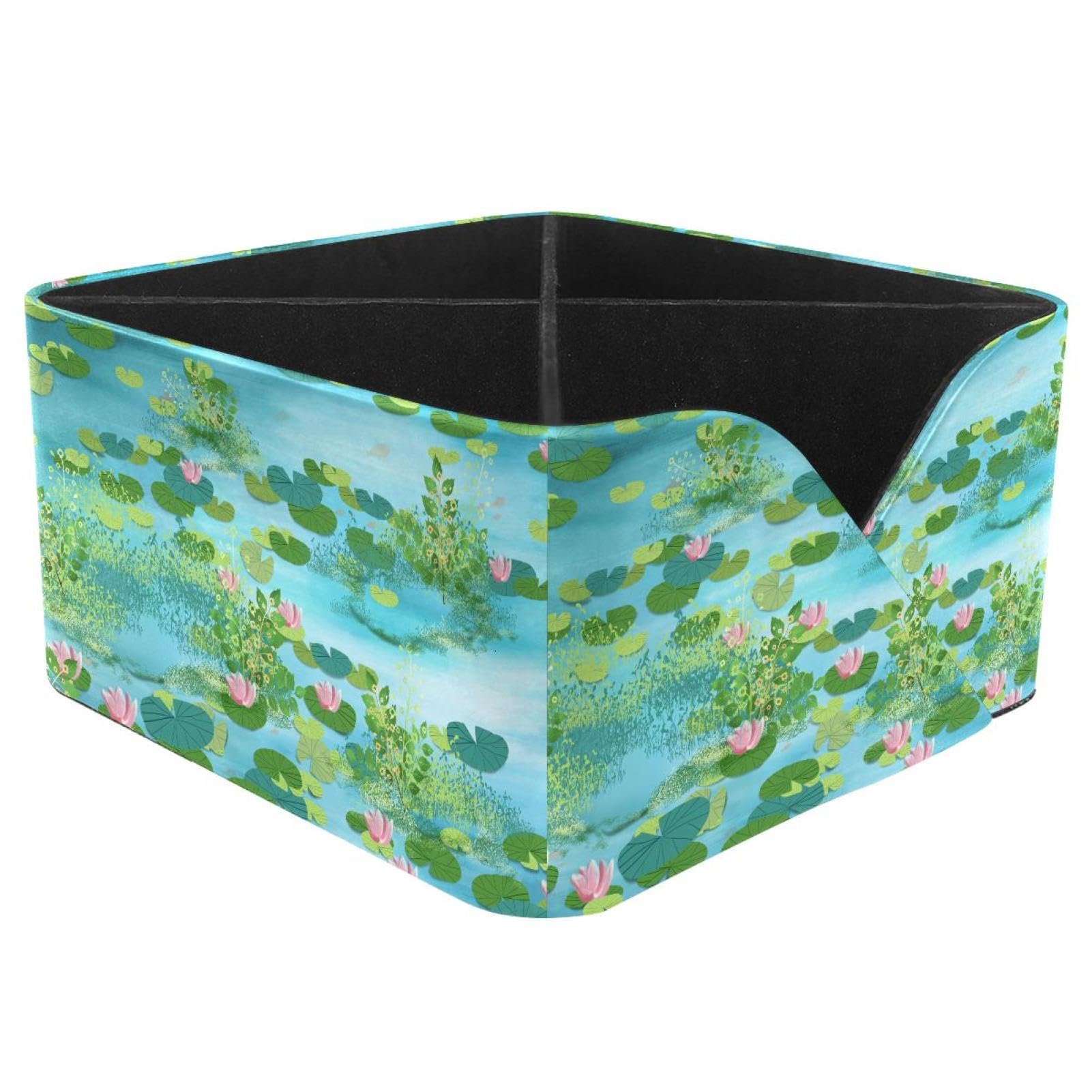KengjuTesu Lotus Pond Desktop Organizer Pen Holder, Rectangular Pencil Cup for Office, Study and Makeup Stations