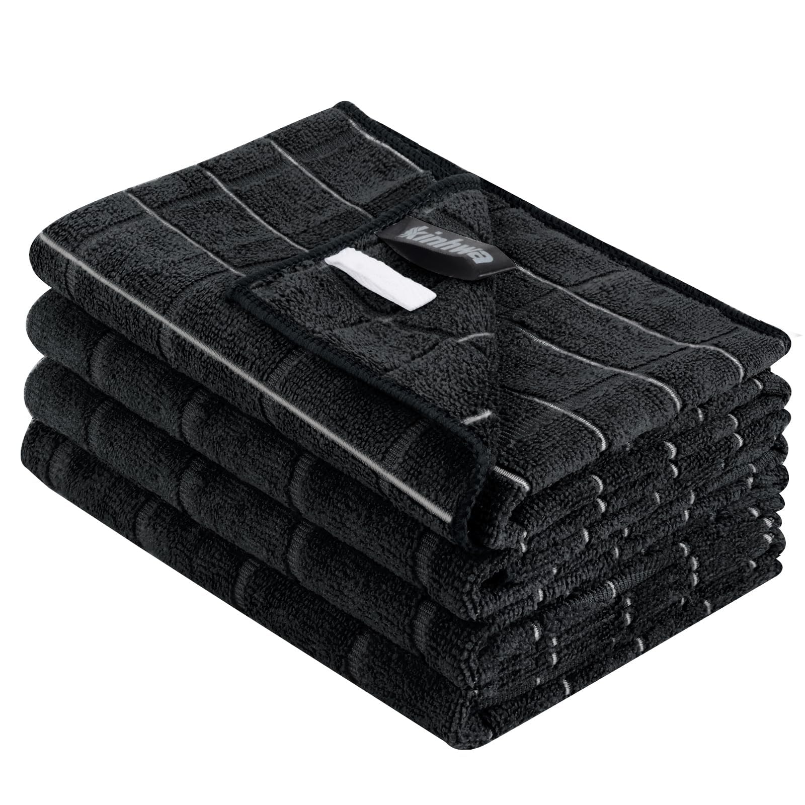 KinHwa Microfiber Black Tea Towels for Kitchen Drying Cleaning Kitchen — image 1