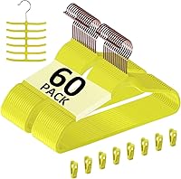 Vista 27 de VECELO Perchas de terciopelo de alta calidad resistentes (paquete de 60), antideslizantes y ahorran espacio con 8 clips para los dedos y soporte
