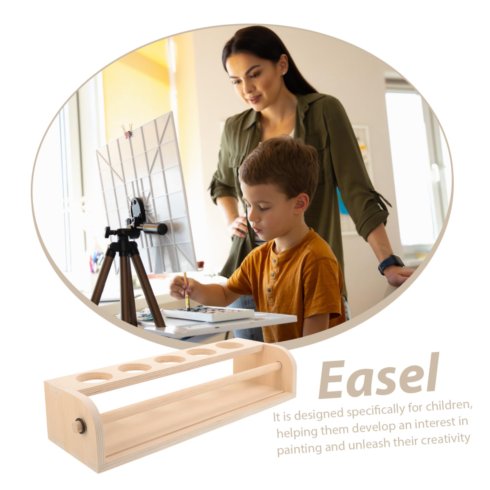 NUOBESTY Cavalletto in Legno Multifunzionale per Rotolo di Carta da Disegno, Risparmio Spazio, per Attività Creative e Schizzi dei Ragazzo Ragazza