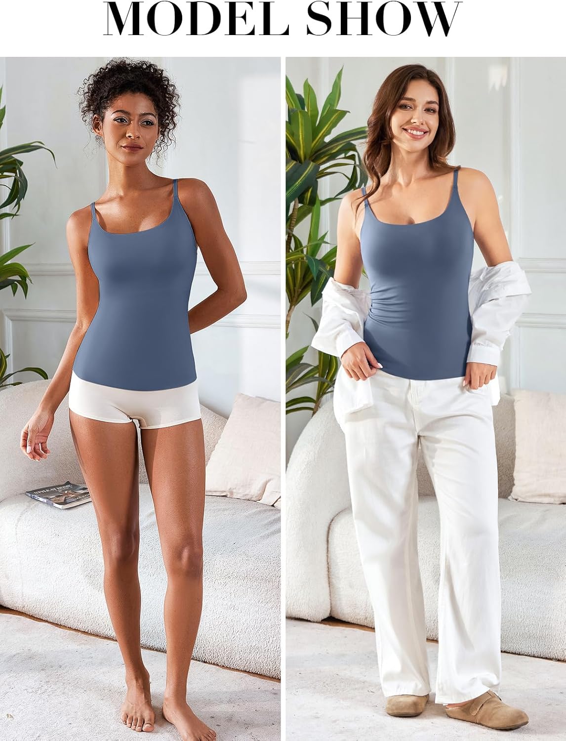 V FOR CITY Women's Tank Top with Built in Bra Adjustable Strap Camisole Top Summer Sleevless Cami Shirt - Image 9