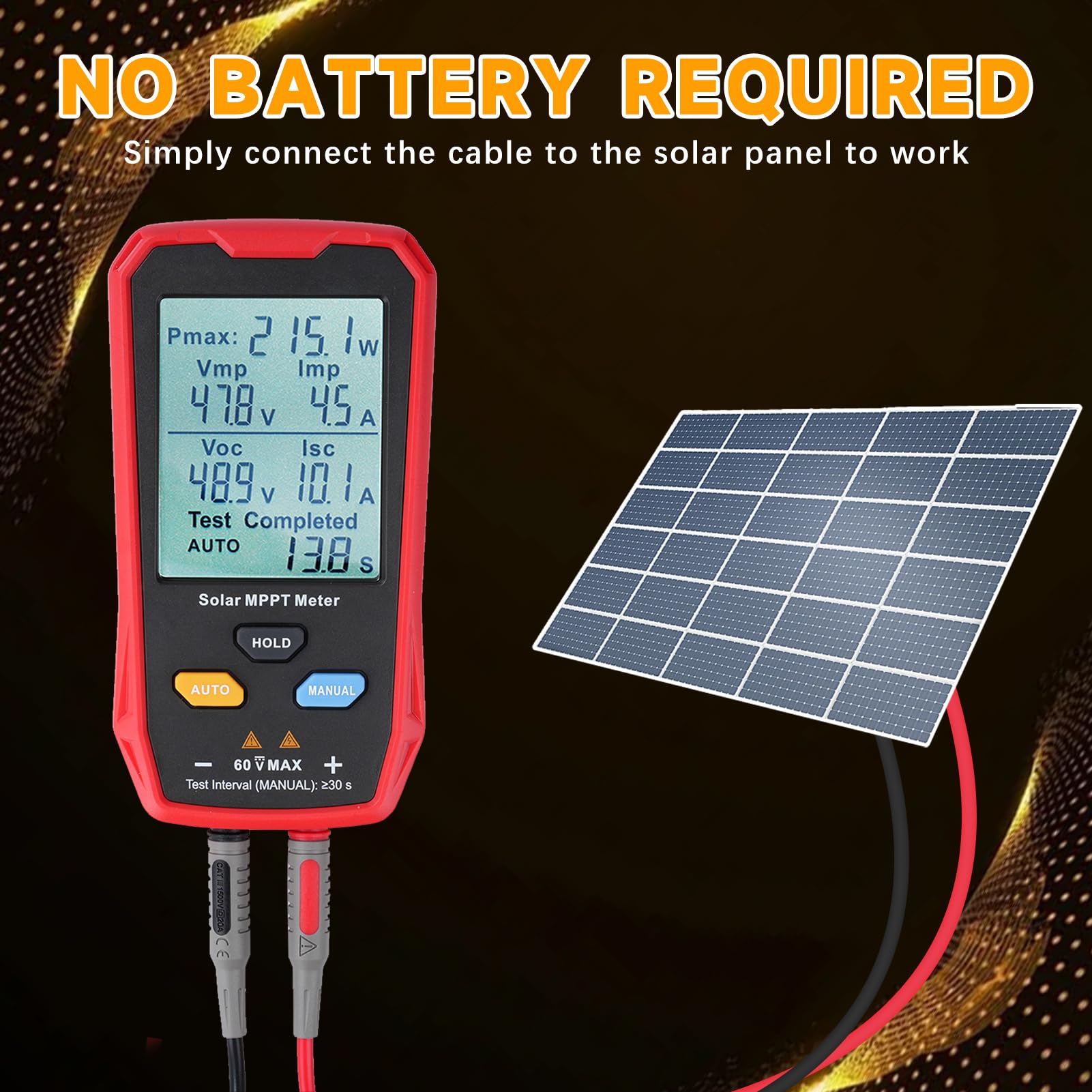 Tester per pannello solare 800W PV tester per pannelli solari mppt Misuratore PV fotovoltaico Misuratore di potenza con display LCD (Multimetro UT673PV 800W)