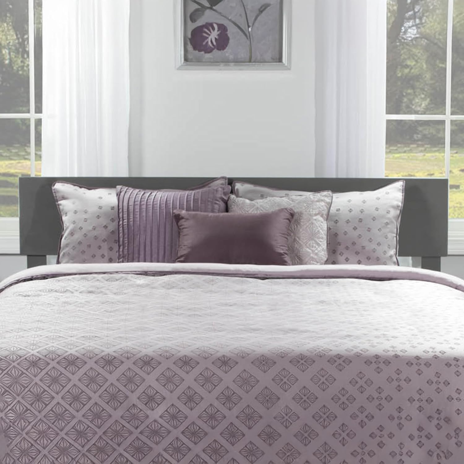 AFI, Orlando Full Adjustable Modern Solid Wood Panel Headboard, Grey
