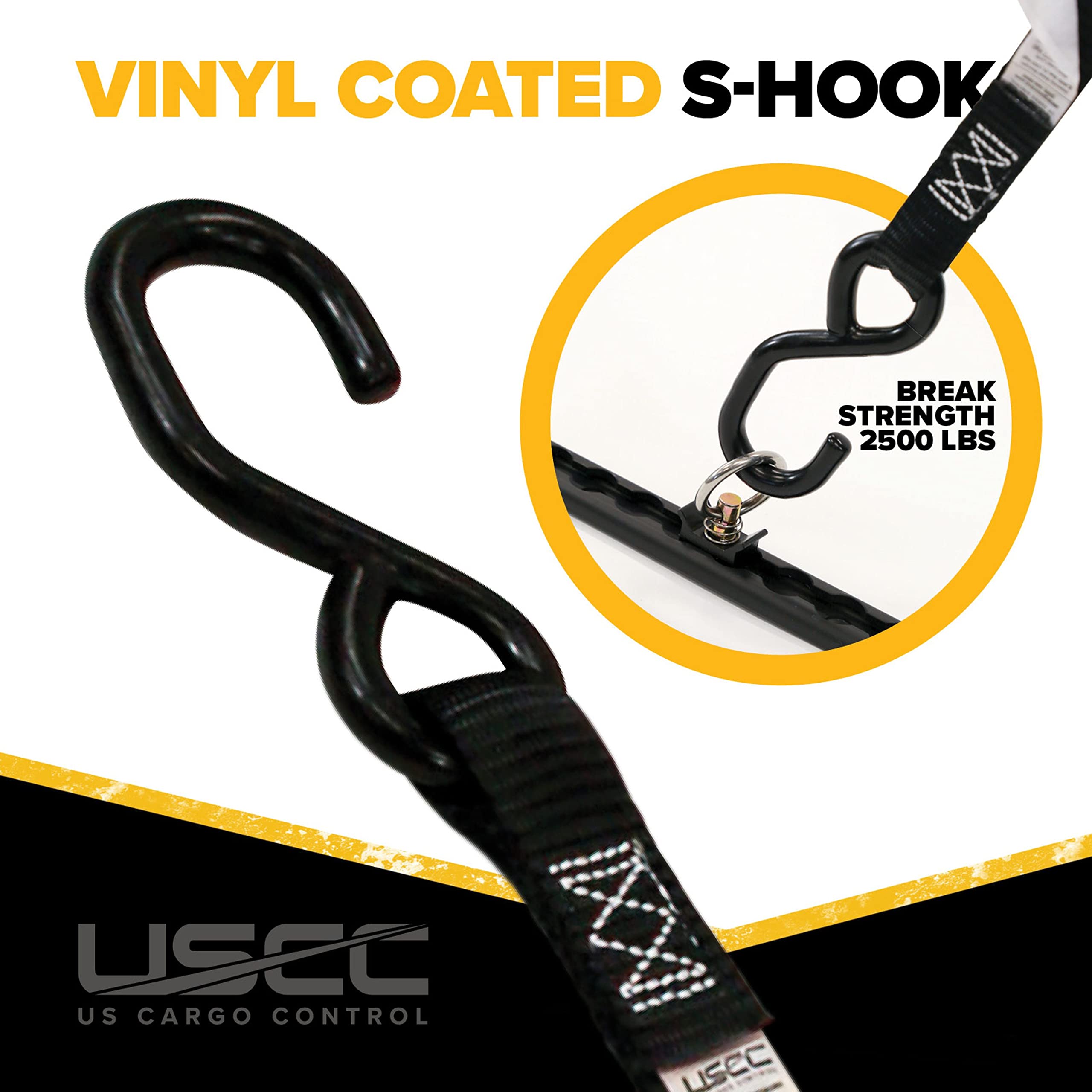 US Cargo Control 8 Foot Motorcycle Tie Down System with Black L-Track, Complete Truck & Trailer Tie Down System for Motorcycles & ATVs, Includes L-Track Components and 6 Motorcycle Tie Down Straps