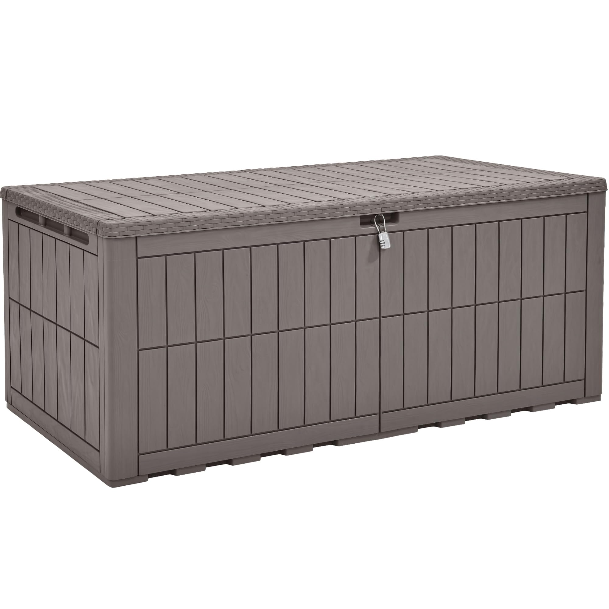 YITAHOME Outdoor Storage Box 833L Waterproof Deck Box for Garden Tools, Patio Cushions, and Pool Accessories, Lockable, Easy Assembly, Versatile Bench or Table (Taupe)