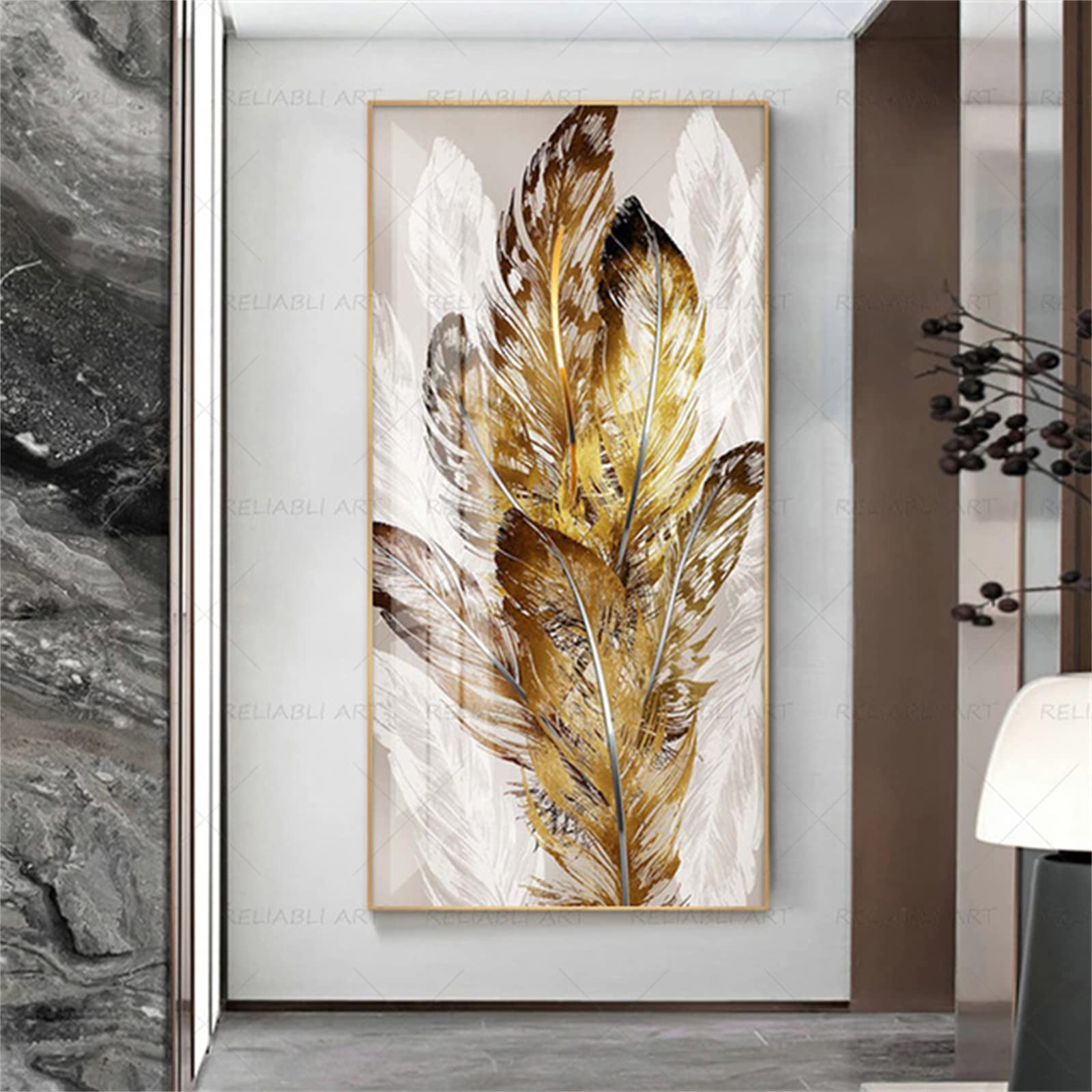 5D Peinture Diamant Strass de haute précision avec motif de plumes modernes