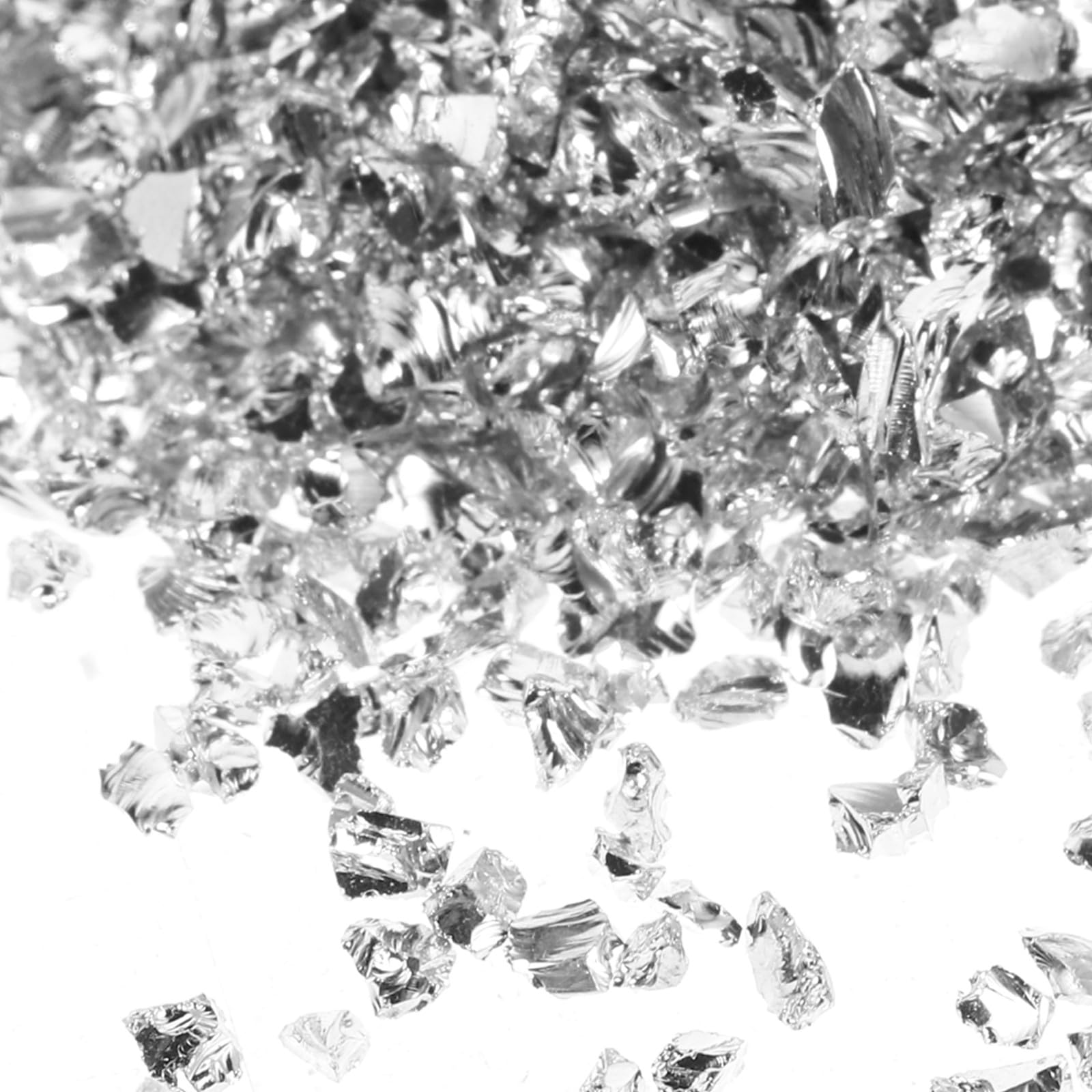 Cabilock Brillantini Unghie Effetto Alta Lucentezza Scaglie di Vetro Metallico Argento 200g Leggero per Pittura e Artigianato Nail Art Accessori