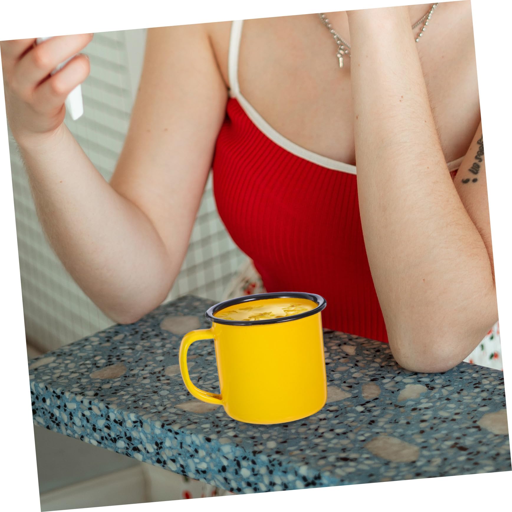 COLLBATH 4 Stück Emaille Kaffeebecher im Vintage Stil für Haus und Outdoor