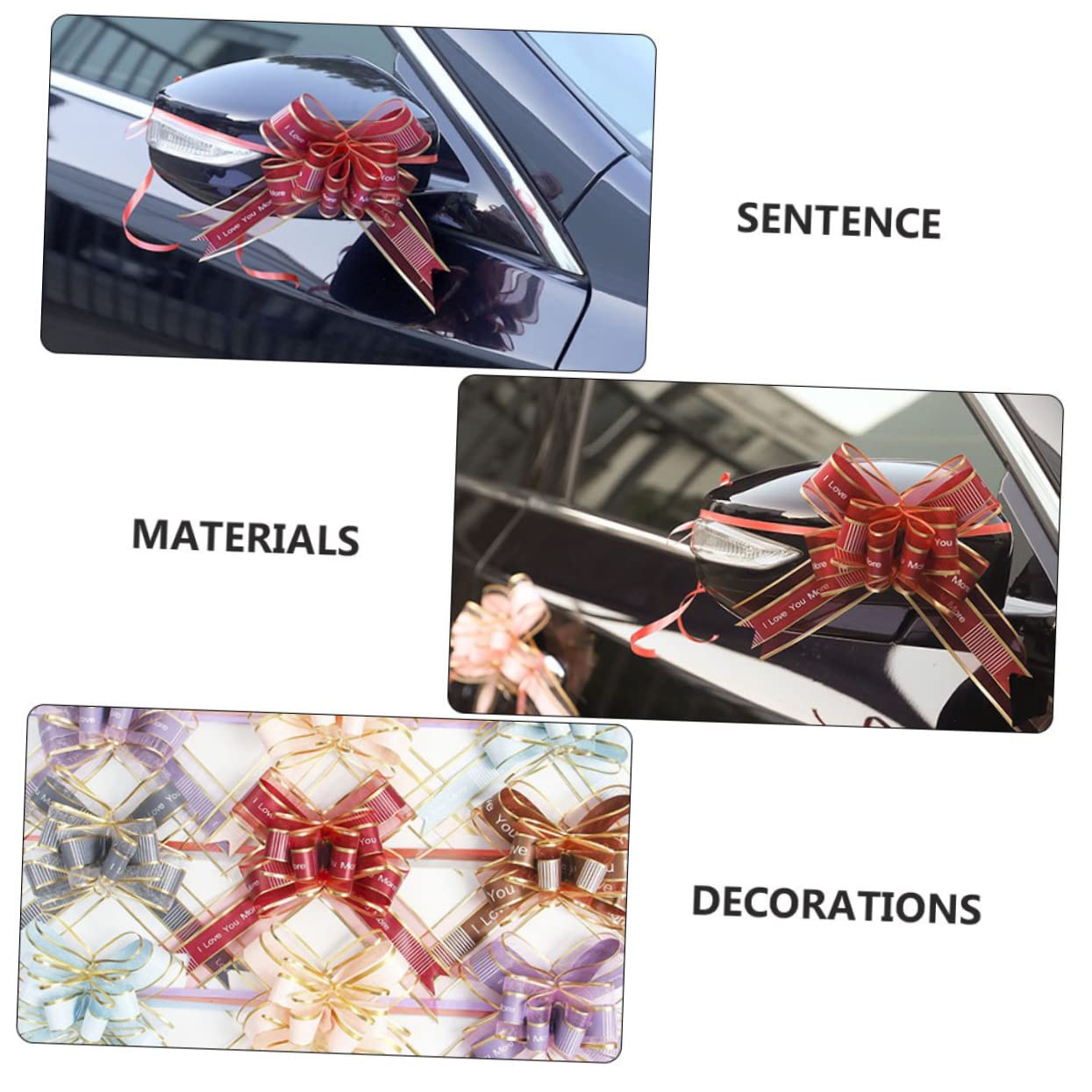 60 Pièces Art Latte Cadeau Noeud Tiré Tirer des Arcs Ruban Noeud Cadeau Gros Noeuds Rouges pour Les Arc De Voiture De Mariage Fil De Neige Couronne Fleurs