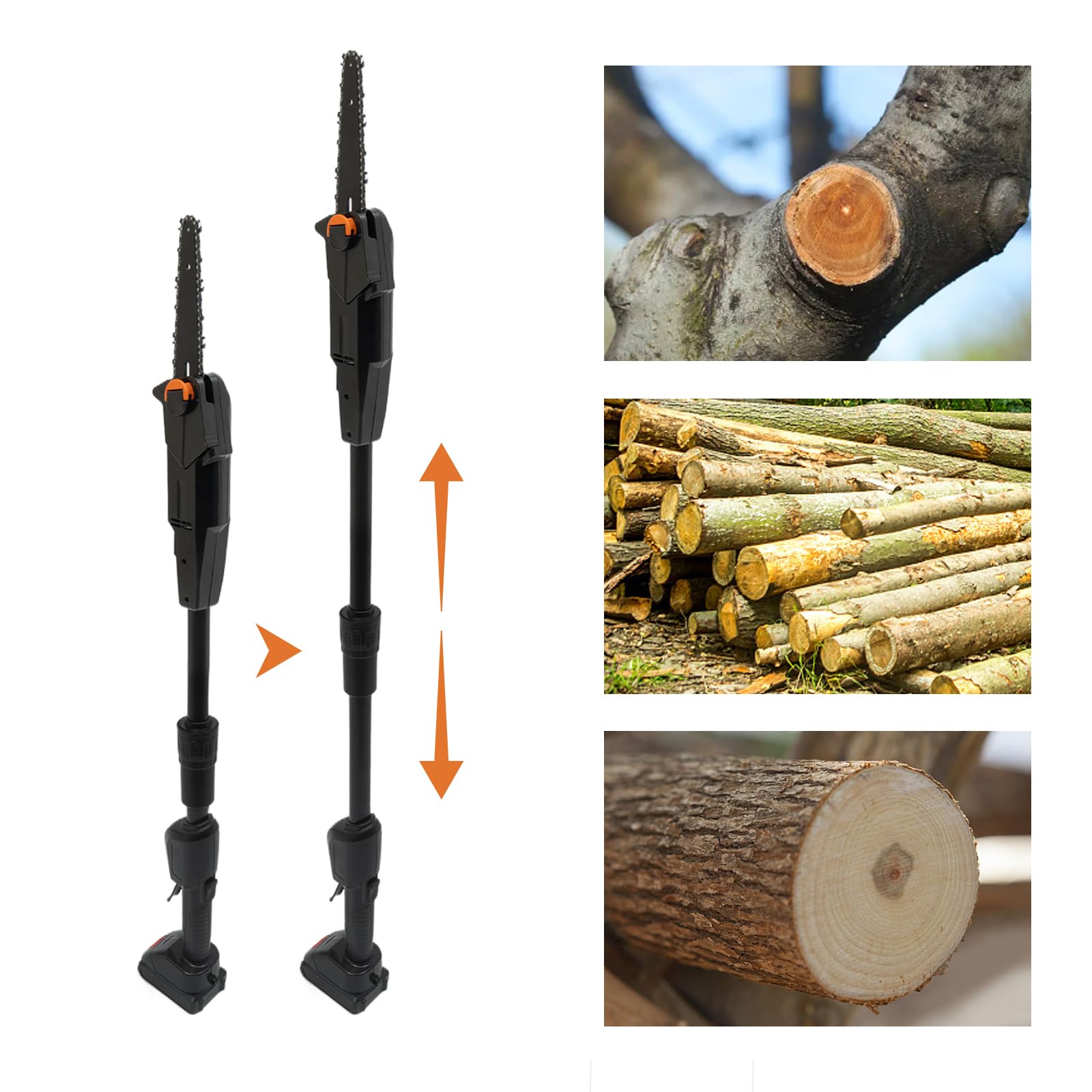 Podadora con batería de 1500 mAh y cargador, 21 V, telescópica, sierra de podar, sierra de podar, motosierra, cargador para cortar madera, jardín, ramas y arbustos
