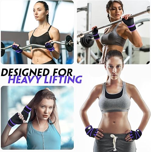 Miniatura 6 de Guantes de entrenamiento para gimnasio, guantes de levantamiento de pesas para hombres y mujeres con almohadilla completa para la palma de la mano,