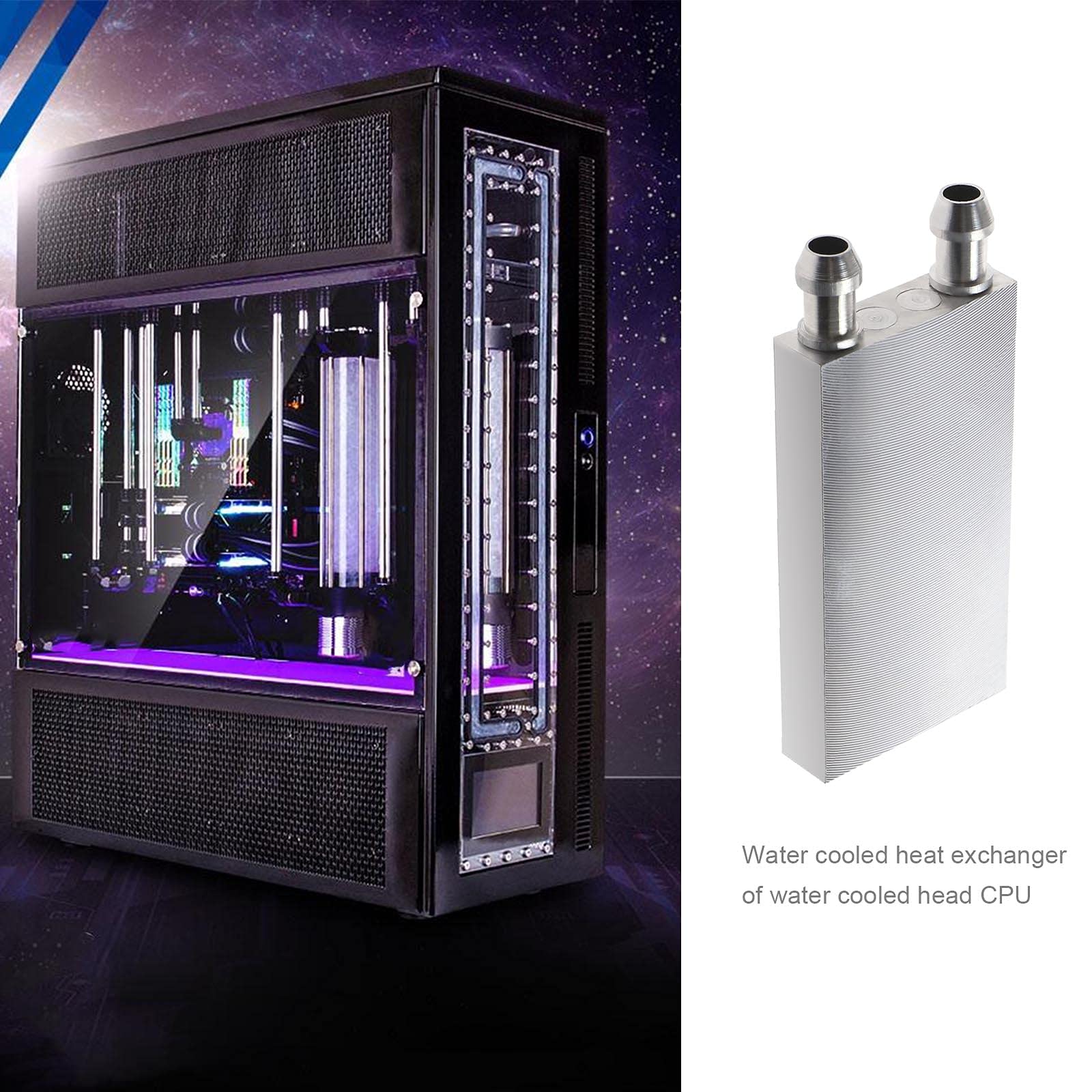 2x Bloc de Refroidissement par Eau en Aluminium 40x80x12mm pour Refroidisseur d'eau Système de Dissipateur de Chaleur CPU Graphique Radiateur avec Buse de 9mm