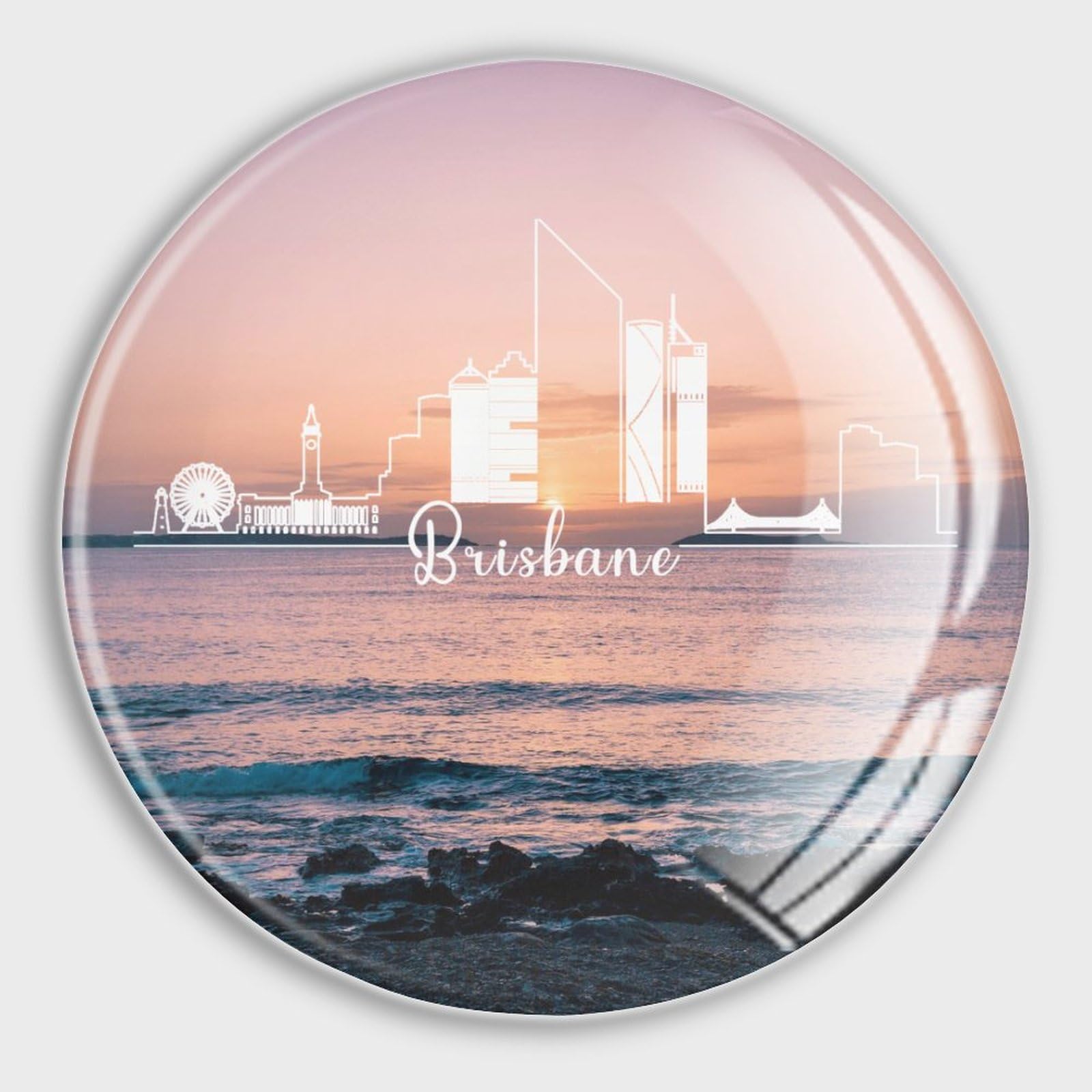 Lot de 4 aimants en verre pour réfrigérateur motif paysage urbain