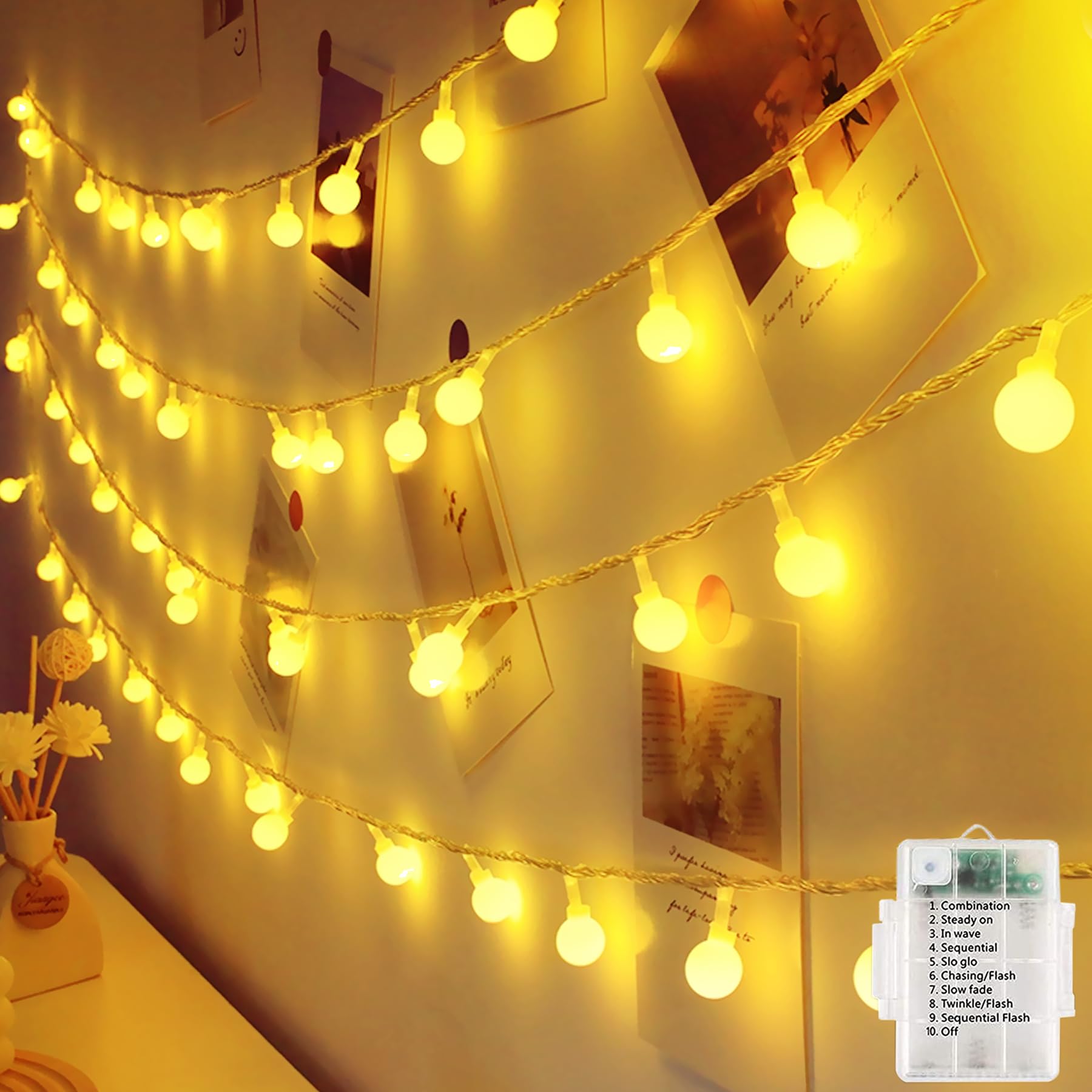 Jusilat Fairy Lights Battery Operated, 5M 40 LED Globe Battery Fairy Lights