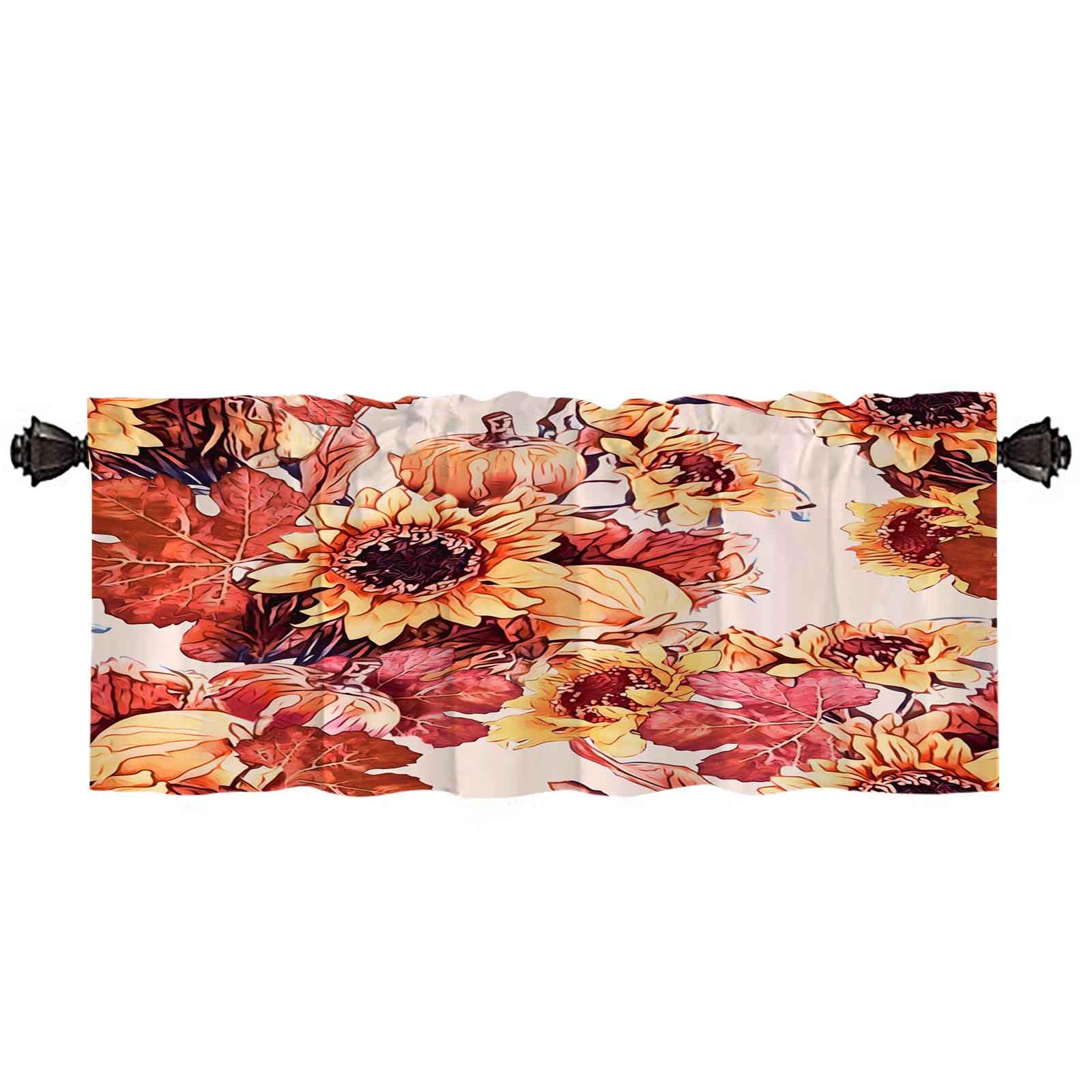 Valances for Windows 1 Pack 52" W X 18" L Window Kitchen Curtains Lpattern Autumn Bouquet Watercolor Background Painted Floral Bathroom Cafe Laundry Basement Curtain Valance Curtains