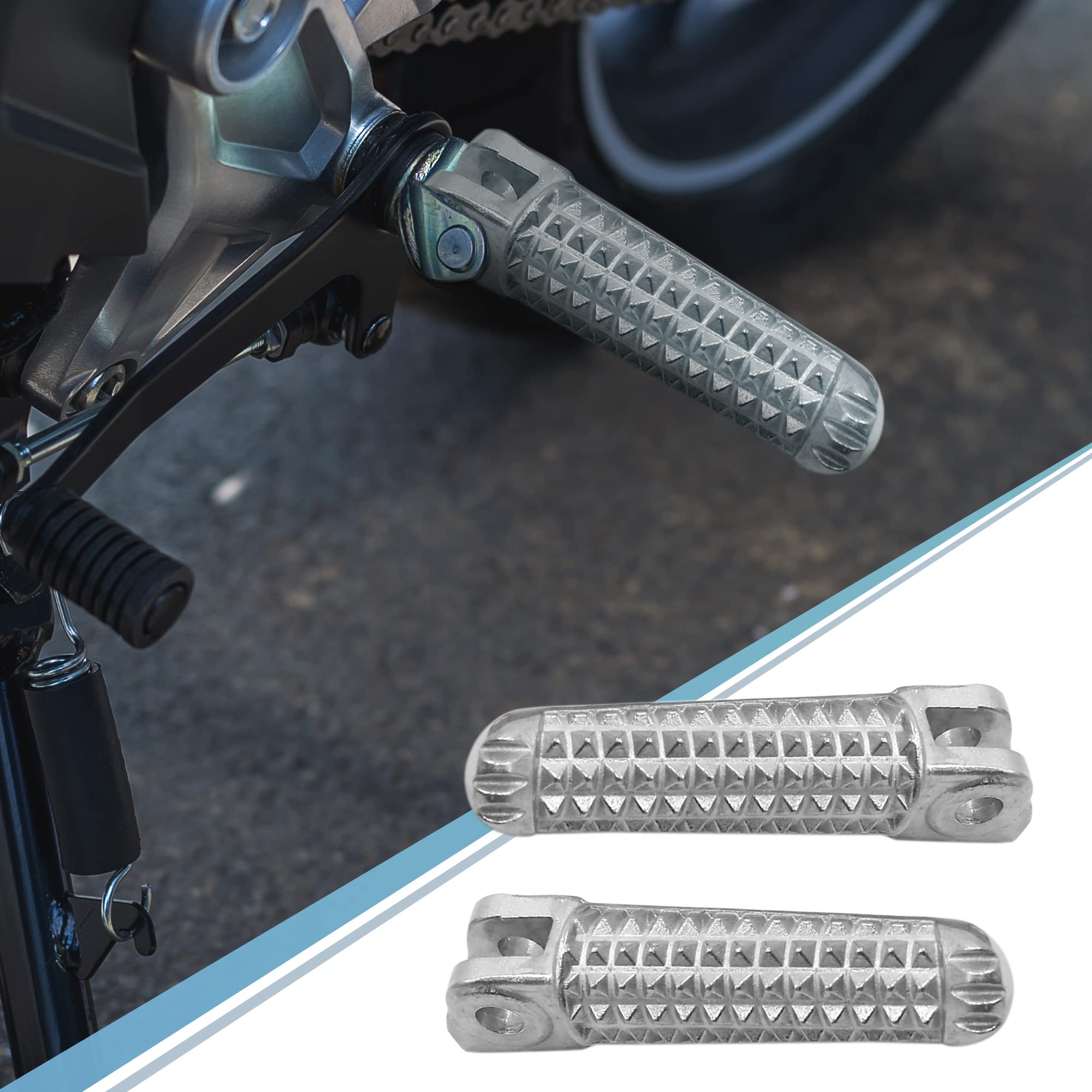 Sourcing Map - 2 Pédales Antidérapantes Métalliques Avant Pour Moto Yamaha (repose-pieds Universel) - 10