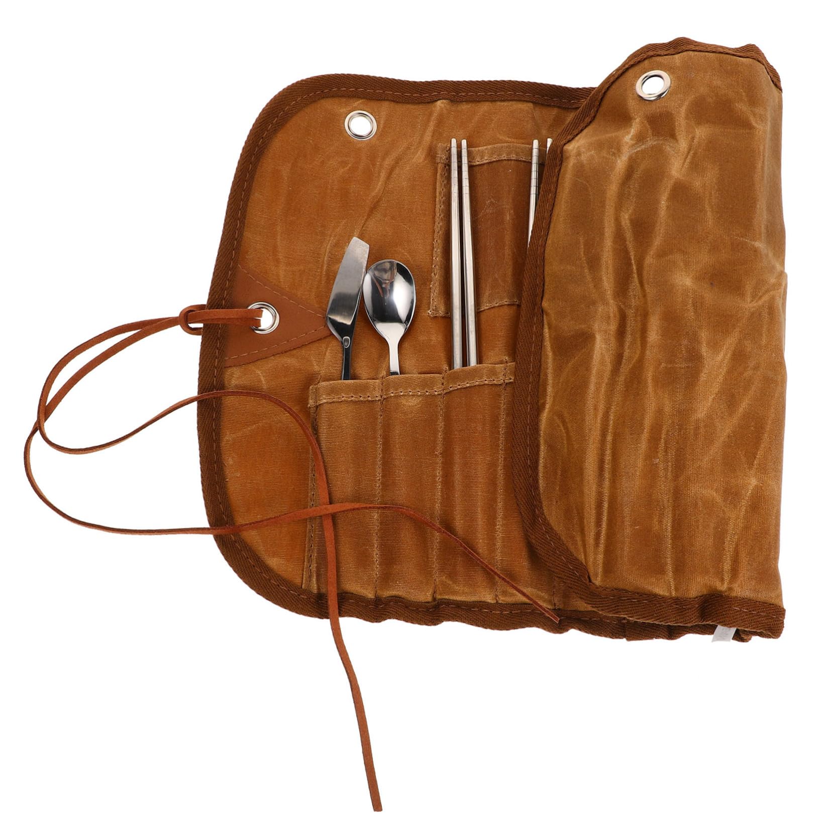 Kisangel Utensilios Multifunción para Camping Vajilla Ligera Cubiertos Inoxidable Bolsa Organizadora