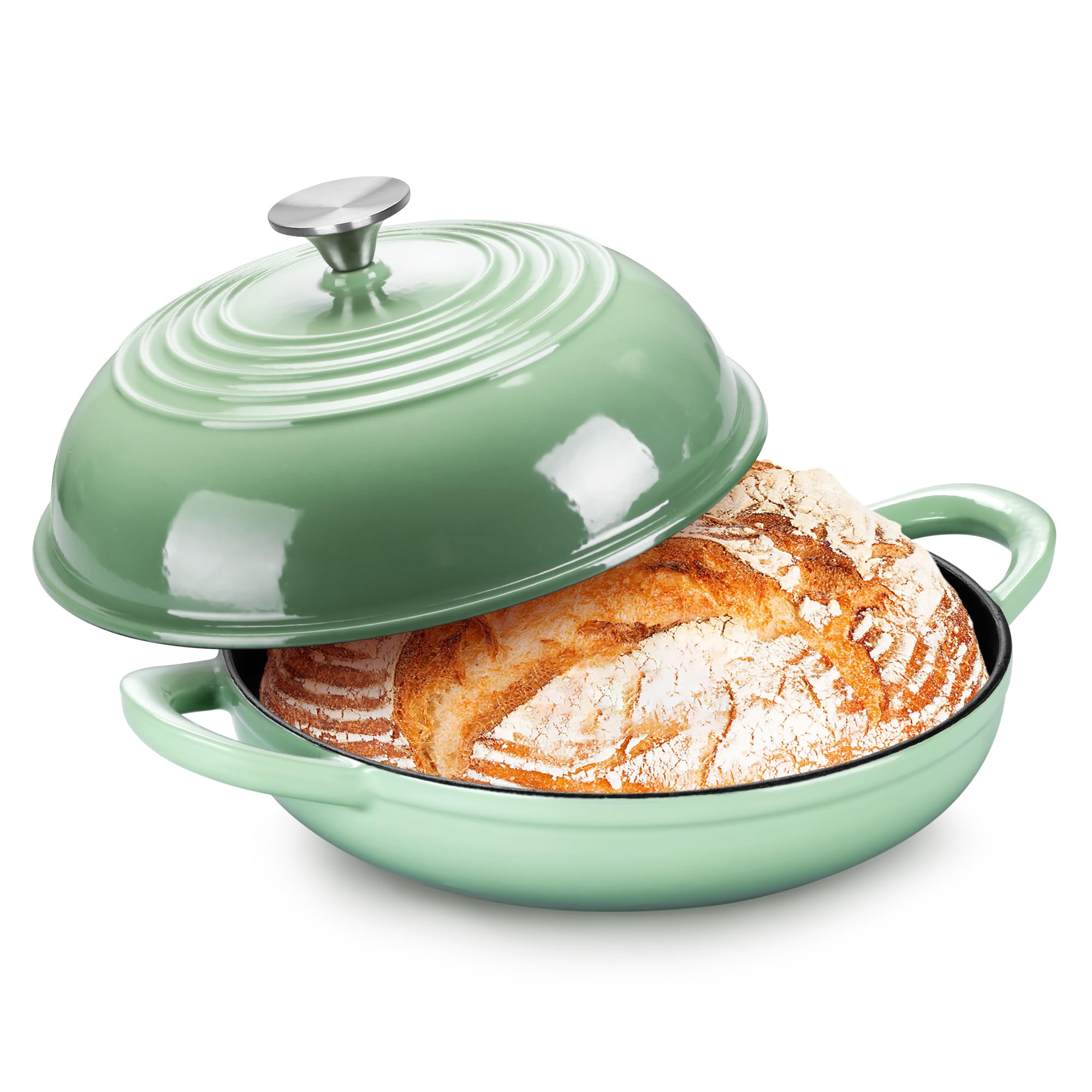 Pink Enameled Dutch Oven - Perfect for Bread! -9
