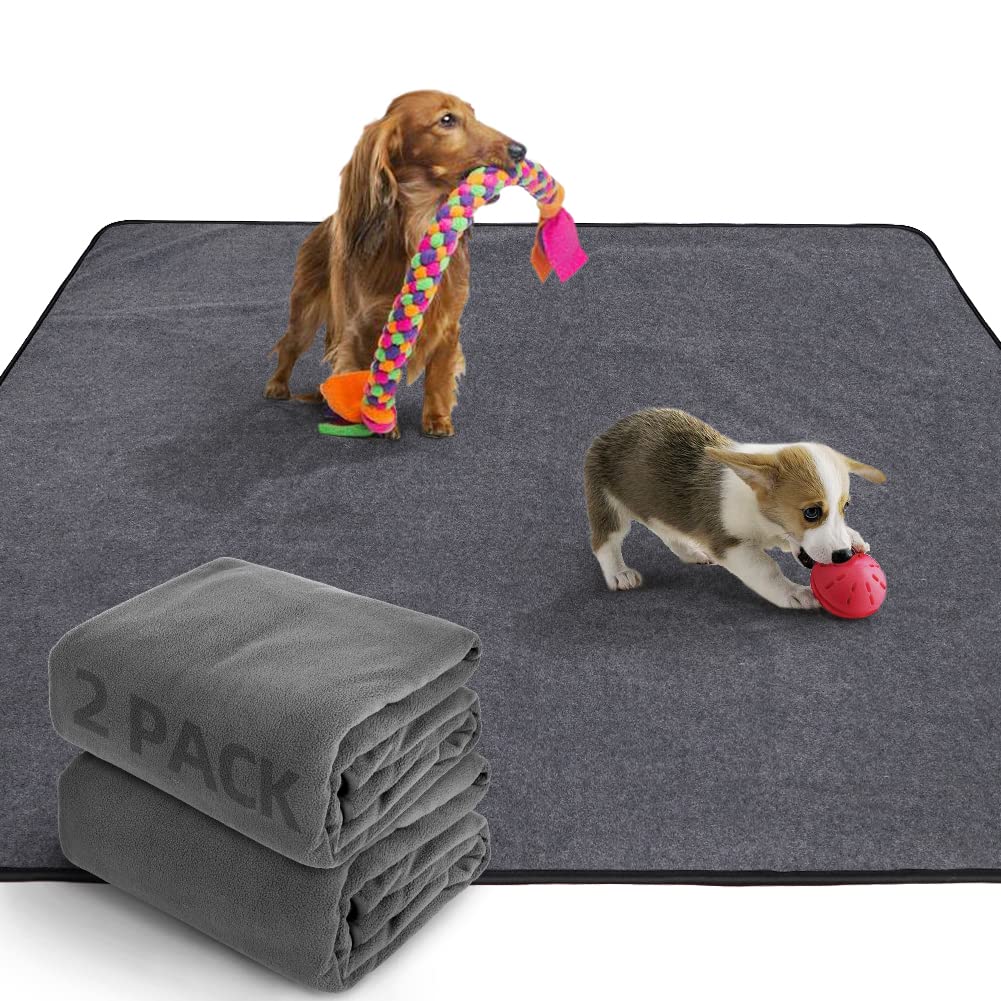 ULIGOTA Washable Dog Pee Pad 2 Pack Heavy Absorbency Reusable Whelping Pads, Non-Slip Quick Dry Puppy Potty Training Pad for Playpen,Kennel,Crate