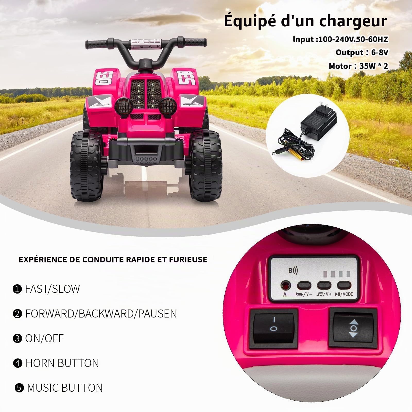 Quad Électrique Enfant 6V, Voiture Électrique Enfants