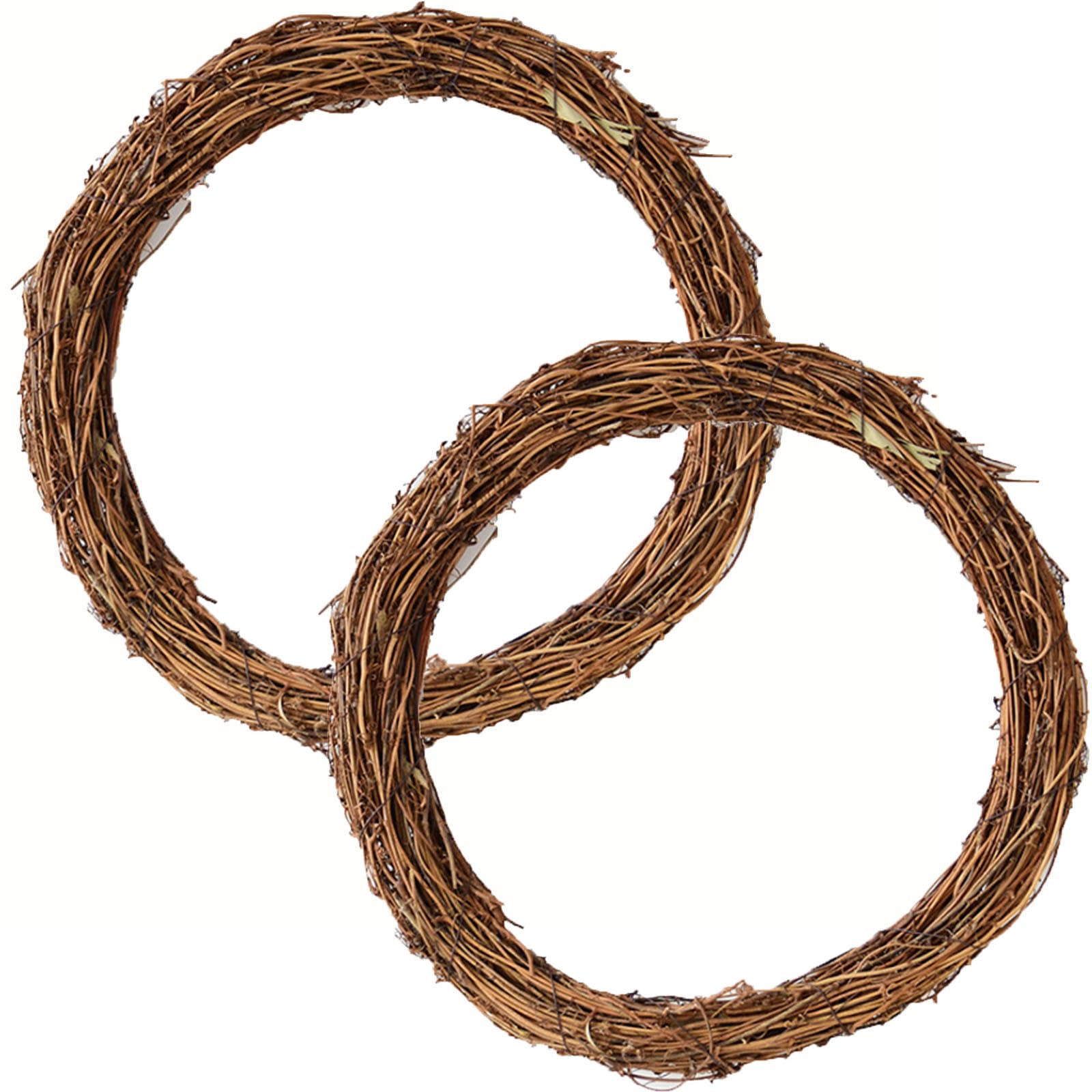 Natural Grapevine Wreath 2 PCS 30 CM Spring Wreath for Front Door Vine Rattan Wreath for DIY Craft Front Door Wall Decor Easter Christmas Halloween Wreath Wedding Party Decor