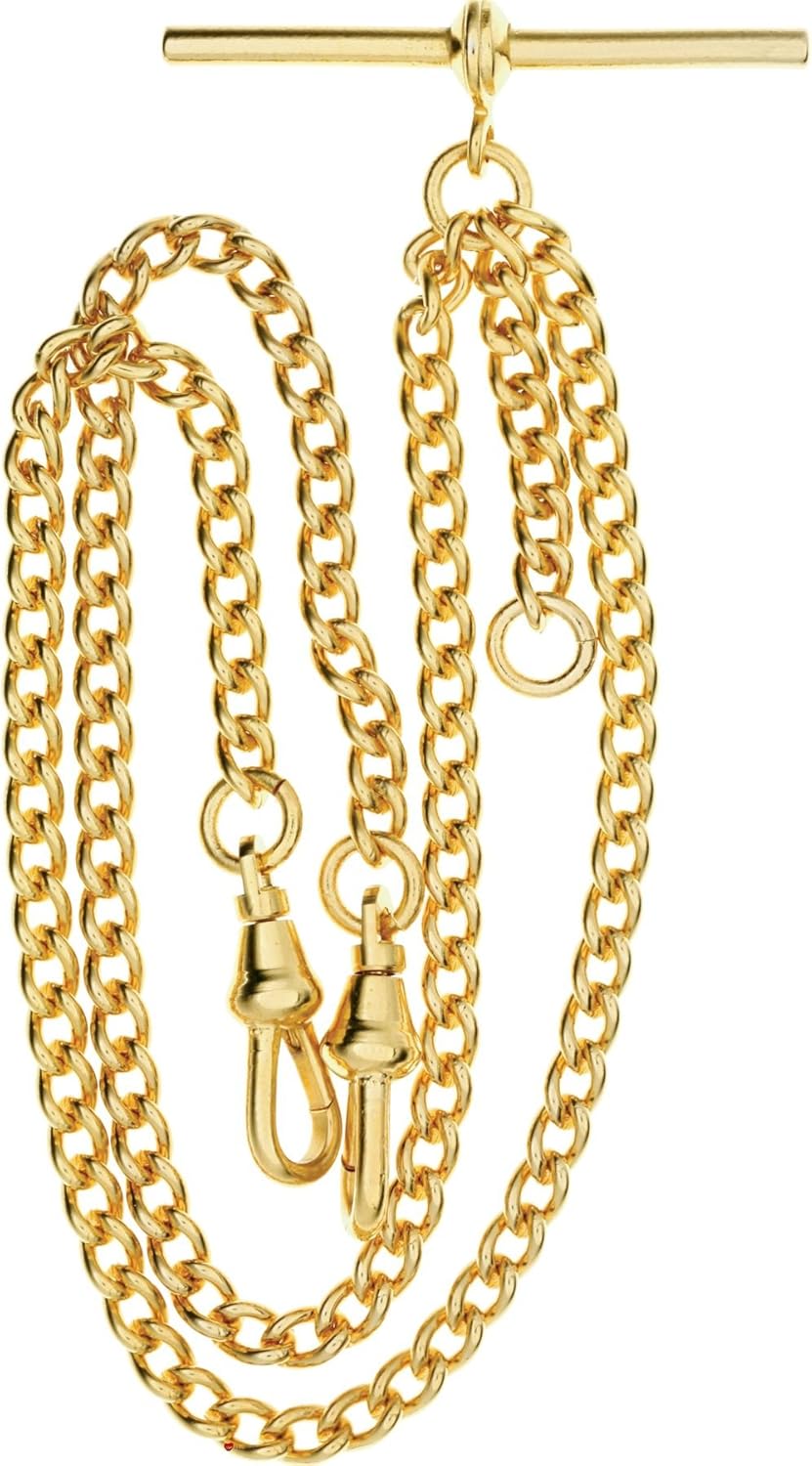 Double Albert Chain for Pocket Watch - Finished in Rolled Gold - Gift Gents