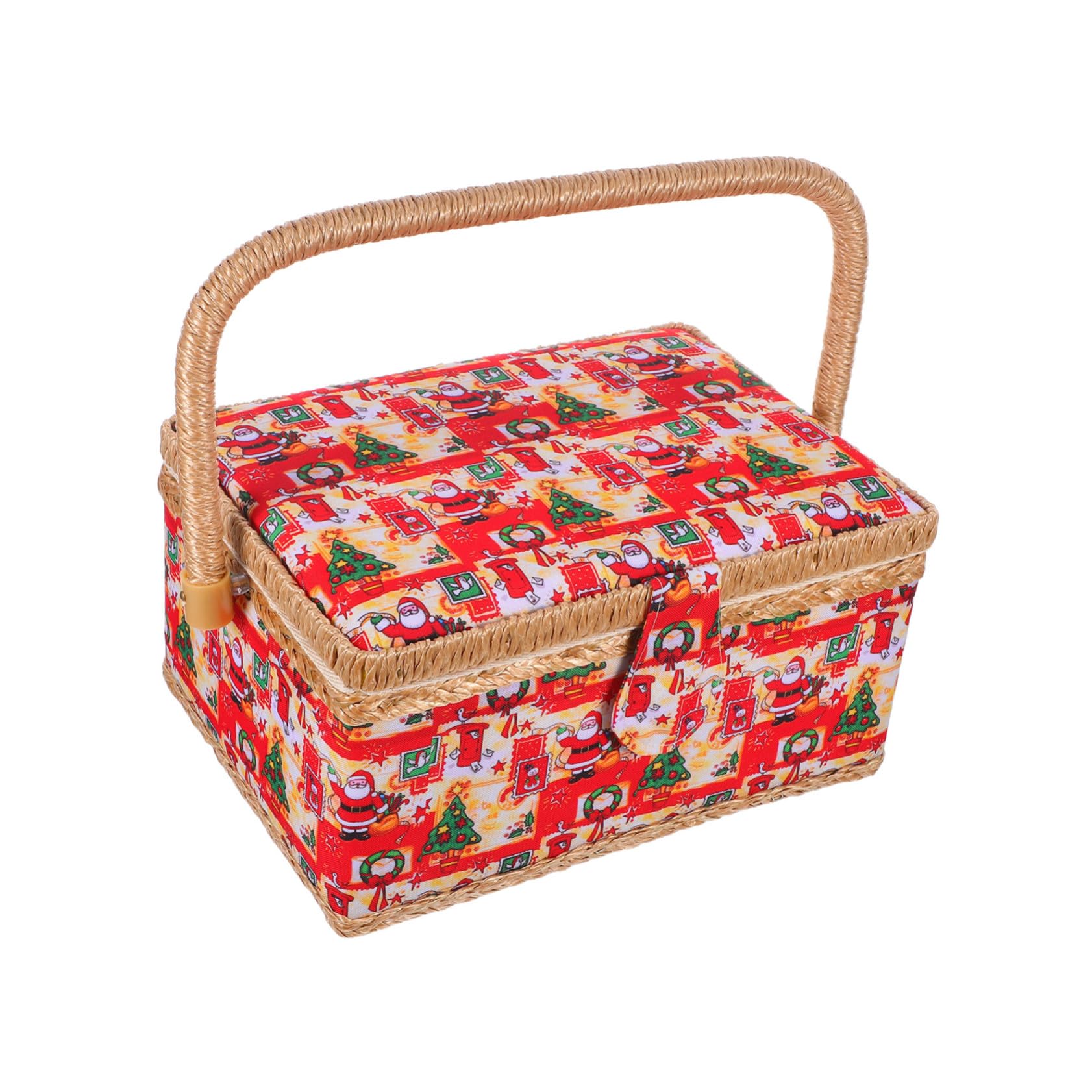 Cesta de Costura con Caja de Obsequio de Navidad Tejida para Almacenar Hilos Agujas Tijeras y Otros Accesorios de Costura Interiores para Manualidades de Temporada