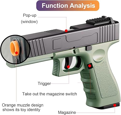 Miniatura 4 de Toy Gun Pistols with Shell Ejection for Kids,Boys Girls Shooting Games Gel Ball Blaster with 80 PCS EVA Bullets,48 PCS Shells, 2 PCS Magazine, Toys