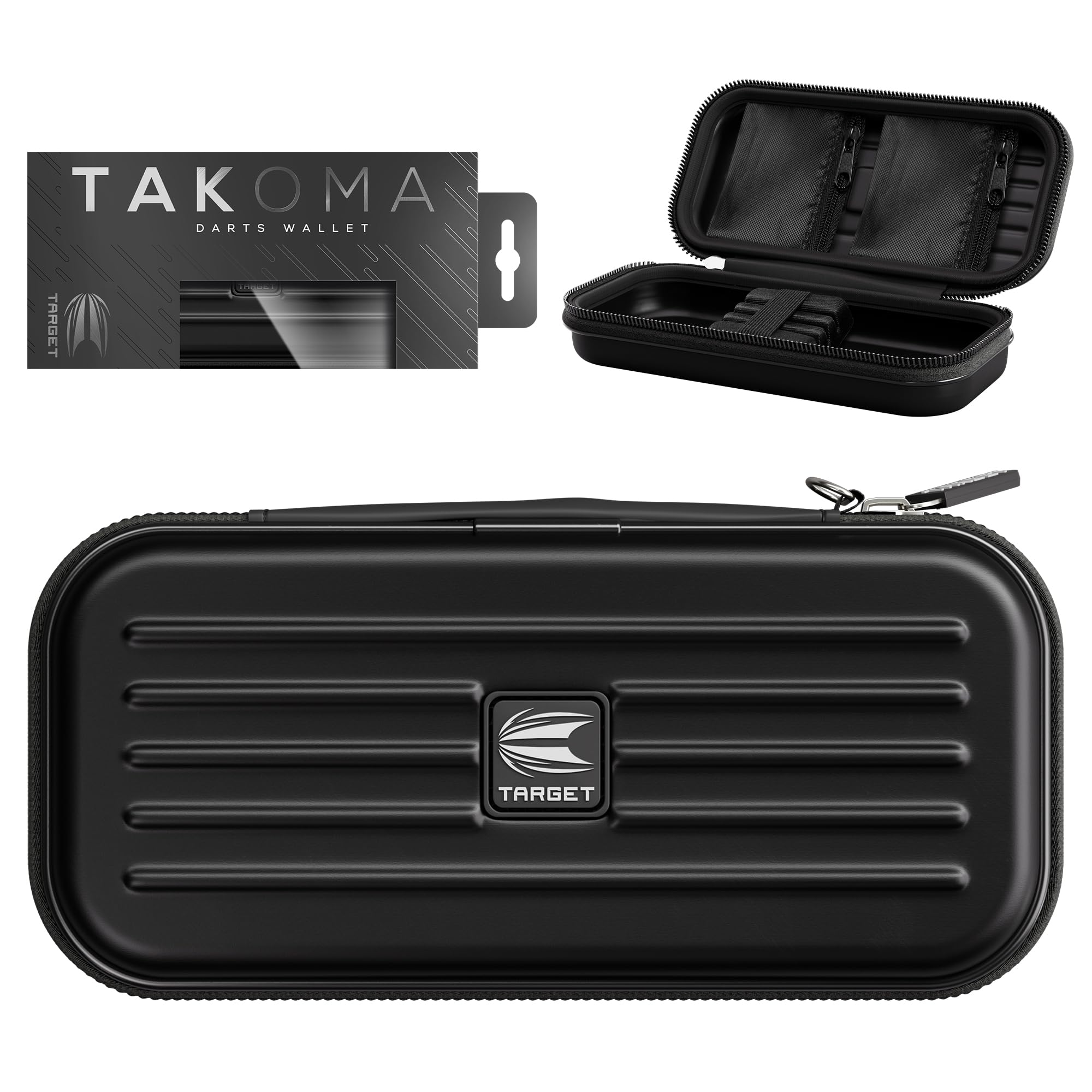 Takoma Dart Case Wallet, Regular Size, Black | Store 3 Fully Assembled Darts & Accessories | Dart Holder with Zip Lock Pouches, Store Flights, Shafts & Swiss Points