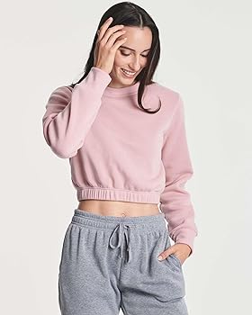 3 Pack: Womens Crop Top Pullover Sweatshirt Sweater Fleece
