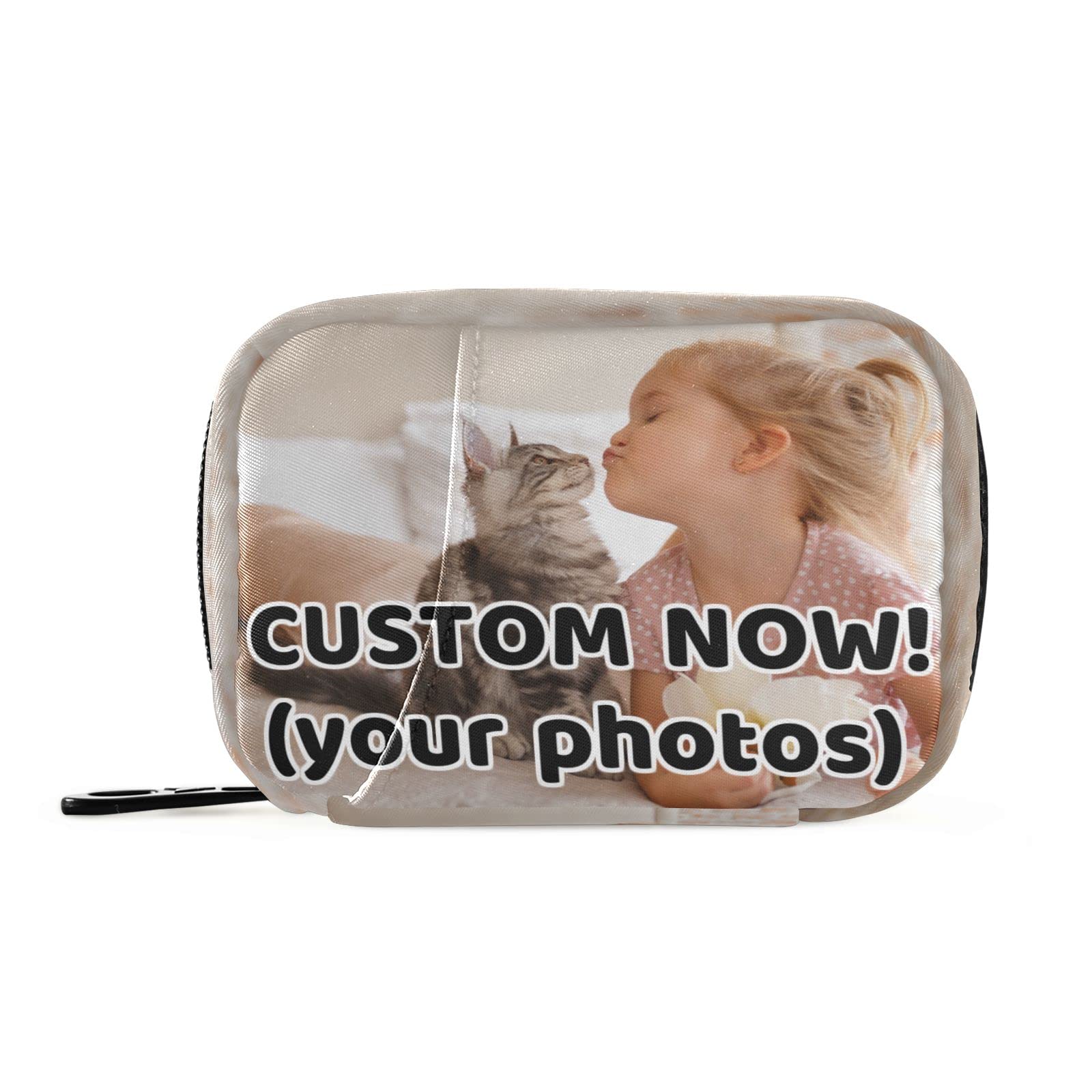 Naanle Custom Pill Bag with Photo Pill Box 7 Day Pill Case Travel Pill Organizer Bag with Zipper Portable Weekly Case Compact Size for Vitamin Supplement Holder