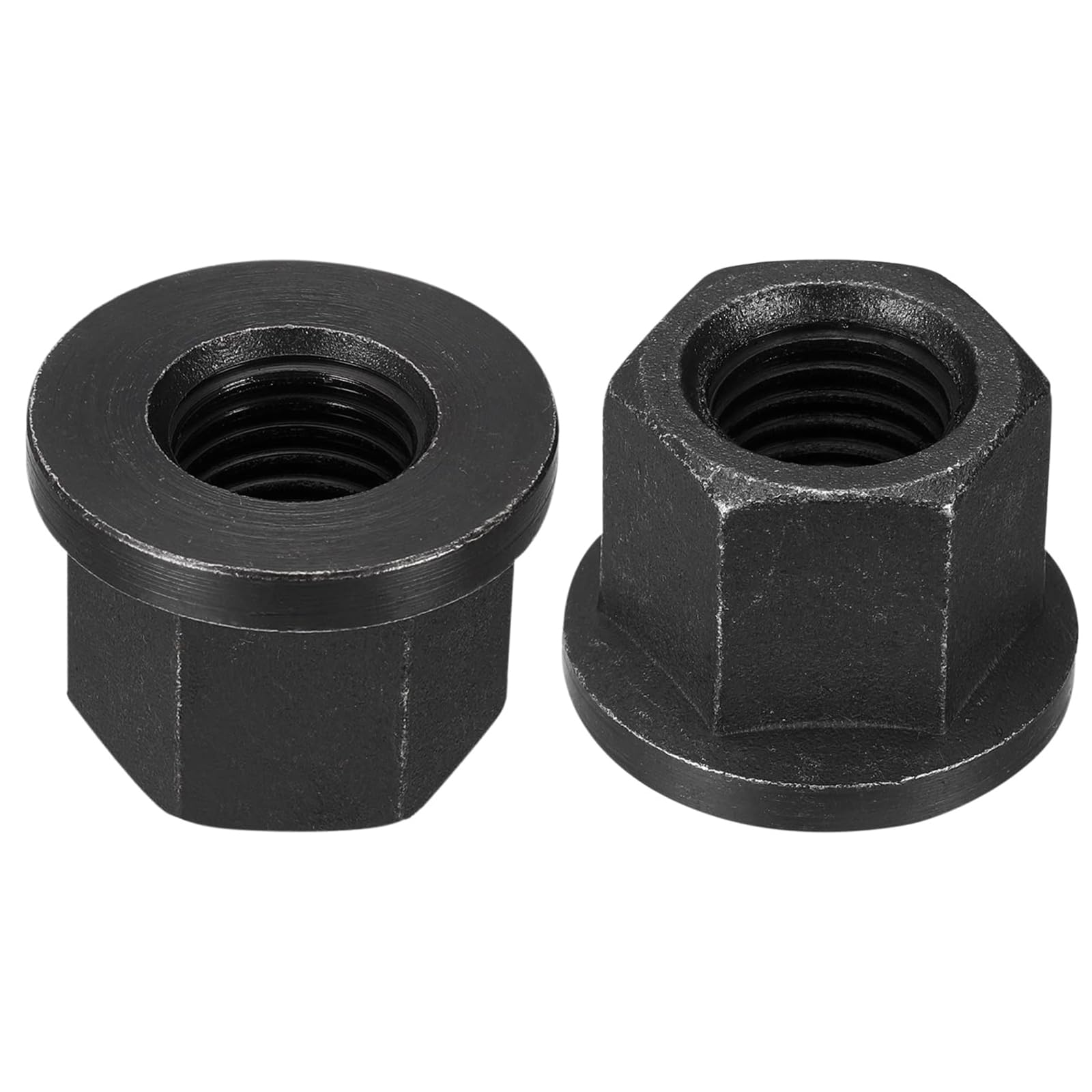 TOP-VIGOR M20 Flange Hex Nut, Grade 8.8 Carbon Steel Hex Lock Nuts with Black Oxide Finish, Heavy Duty M14 Nut for Machinery and Equipment, 2Pcs