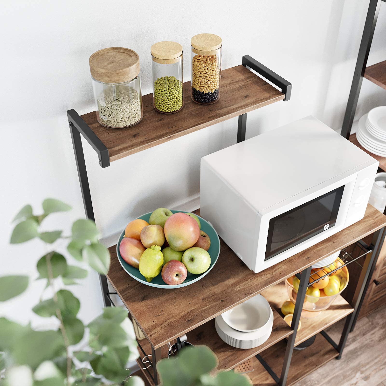 Isola Cucina VASAGLE Con Piano Lavoro - Scaffale Industriale 60x100 Cm, Acciaio E Legno, Beige E Bianco - Foto 9