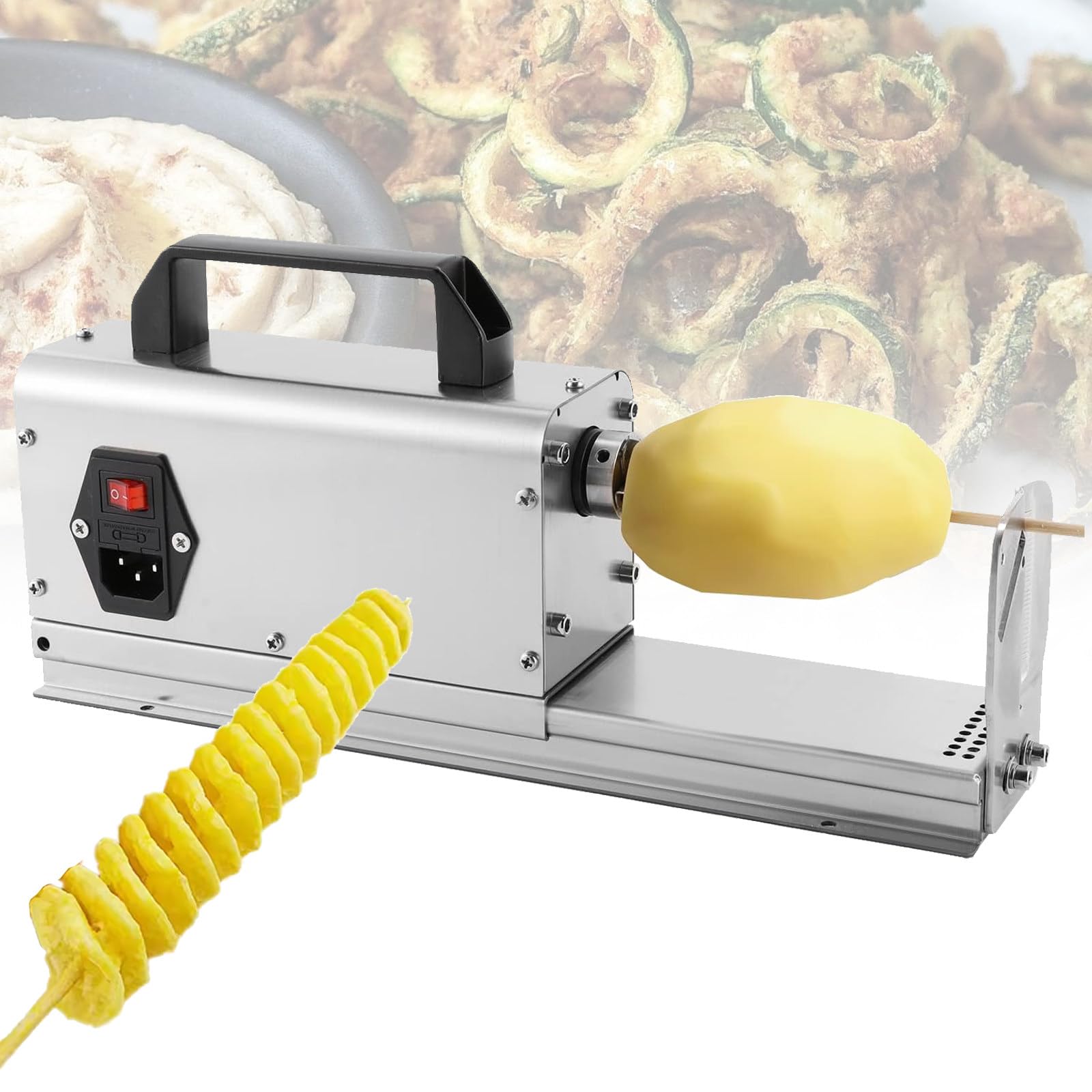 VNATWGOO Professional Tornado Potato Cutting Spiralizer, Electric Commercial Cutter, Stainless Steel Design with 2 Blade