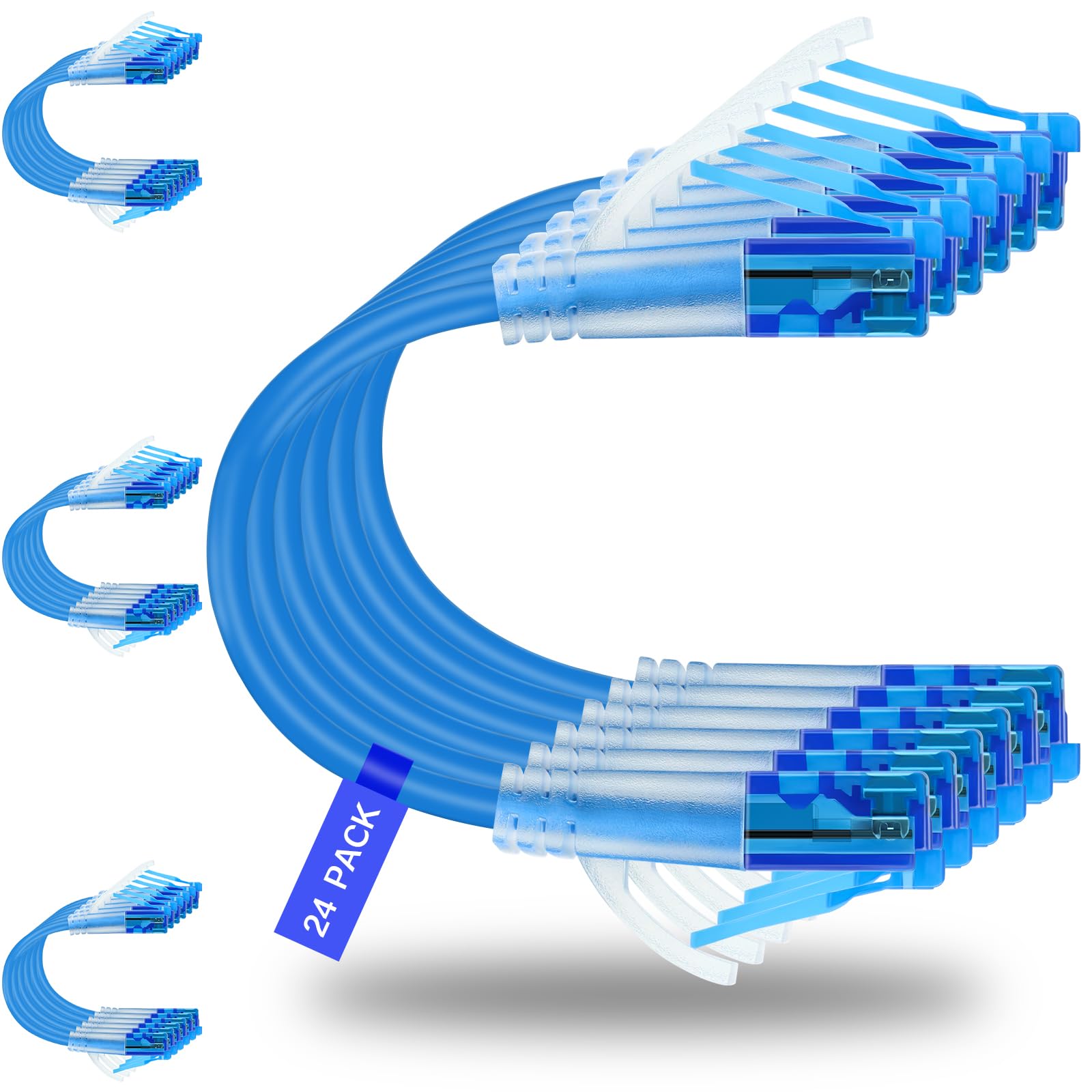 Cat 6a Ethernet Cable 0.5ft (24-Pack) - Cat6a Patch Cable, Cat 6a Patch Cable 28AWG 10Gbps for Data Centers,Cat6a Ethernet Cable, Network Cable, Internet Cable (Blue, 0.5FT 24Pack)