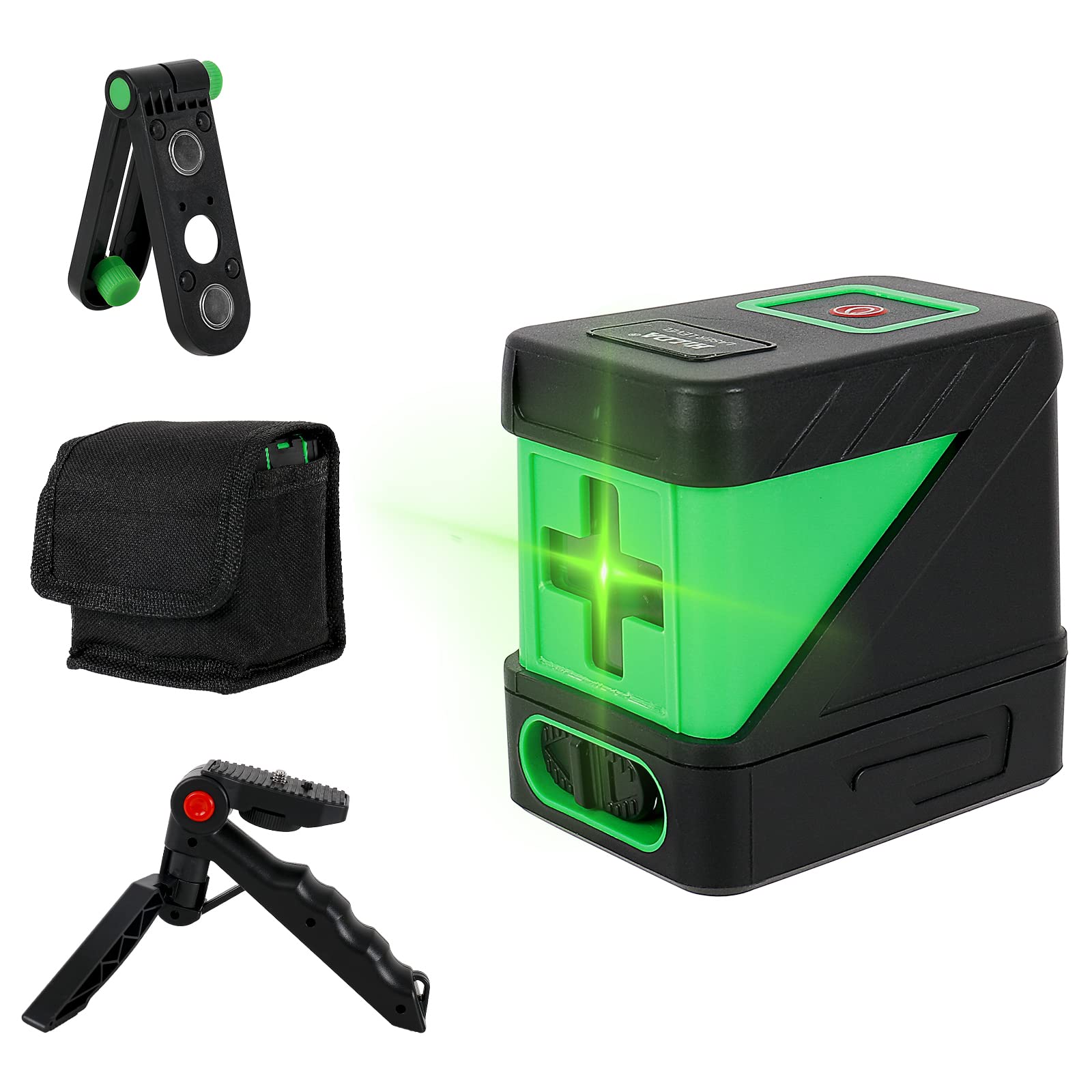 Livella Laser Autolivellante a Croce Linea Verde Orizzontale e Verticale con Supporto Magnetico Borsa Portatile e Treppiede (Batterie Incluse)