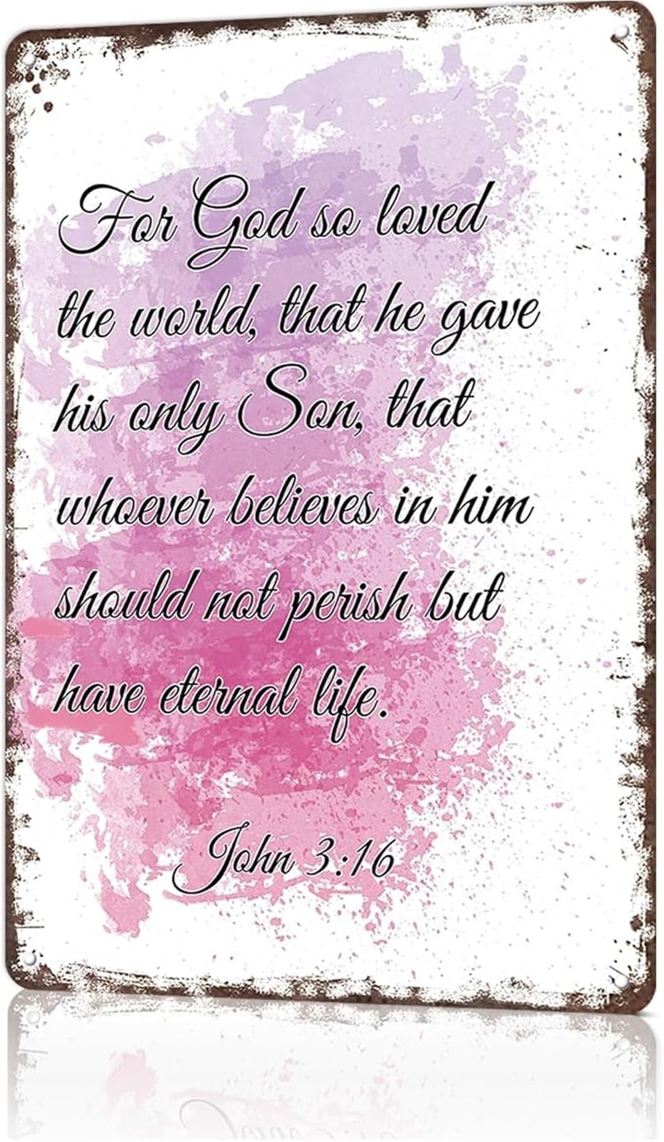 VWWJCCRO John 3 16 Vintage Watercolor Metal Sign Inspirational Decor for Man Cave Garage Living Room Cafe Pub 8 X 12 in